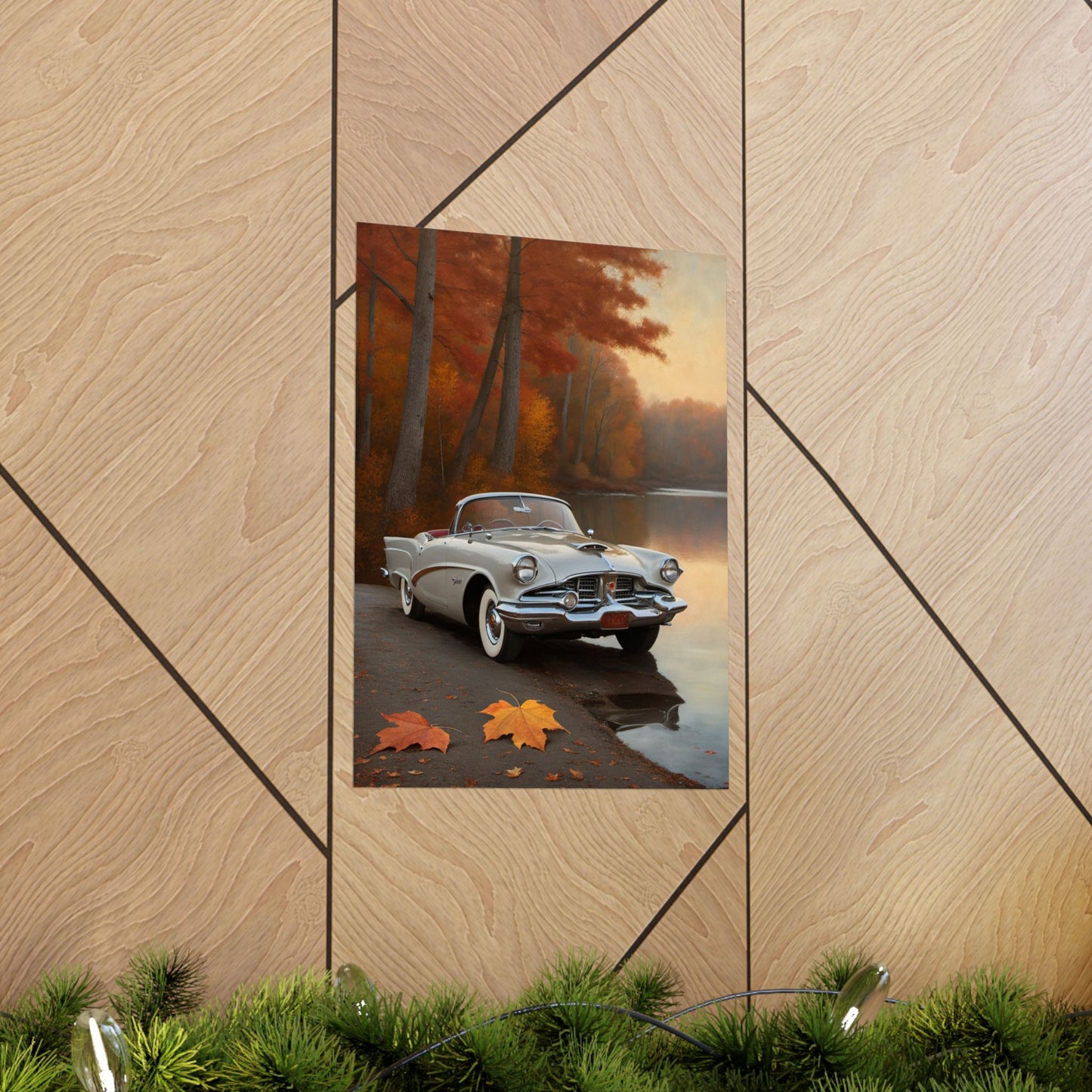 Vintage Car Autumn Matte Poster, Classic Car Art Print, Fall Decor, Retro Home Wall Art, Gift for Him, Car Lover Wall Decor
