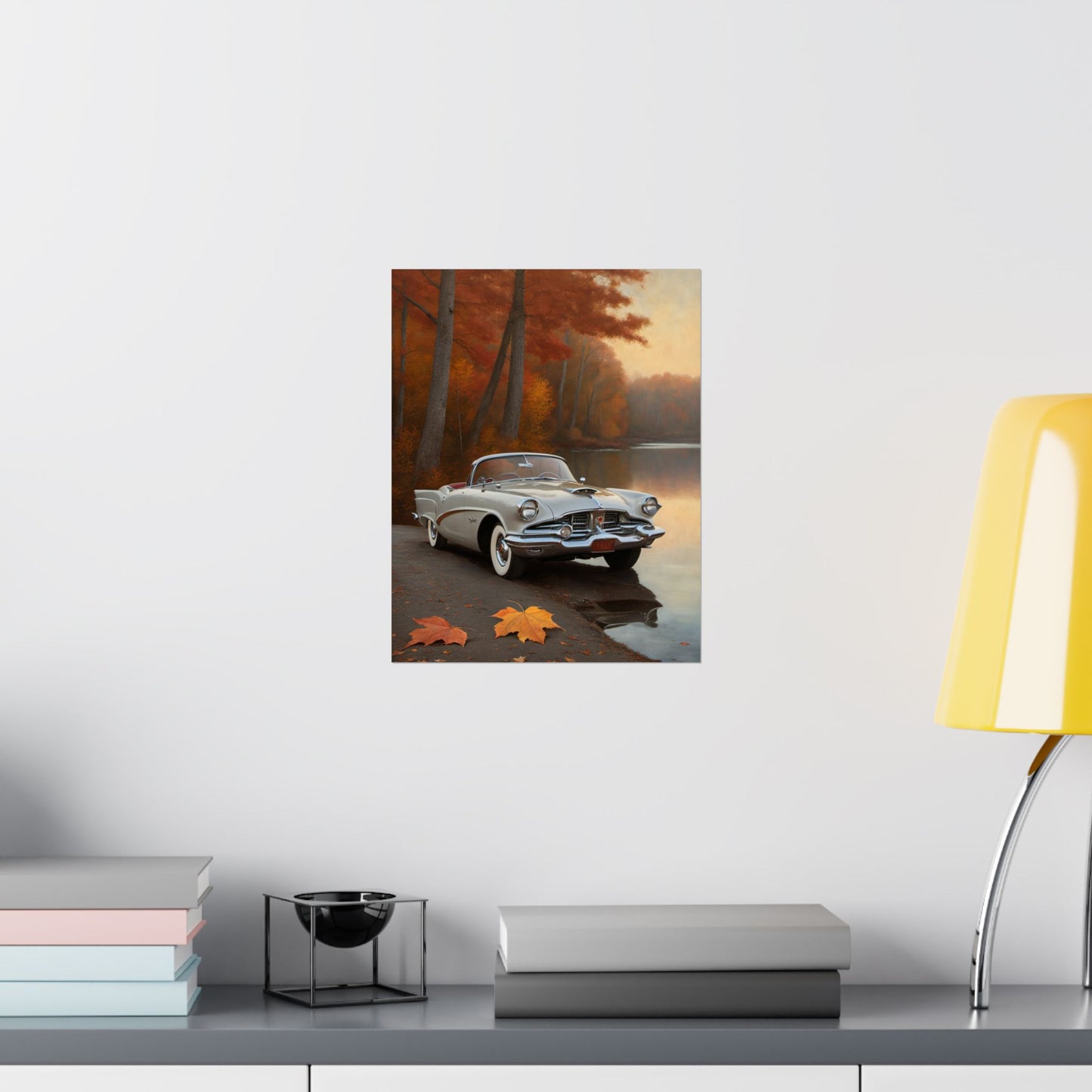 Vintage Car Autumn Matte Poster, Classic Car Art Print, Fall Decor, Retro Home Wall Art, Gift for Him, Car Lover Wall Decor