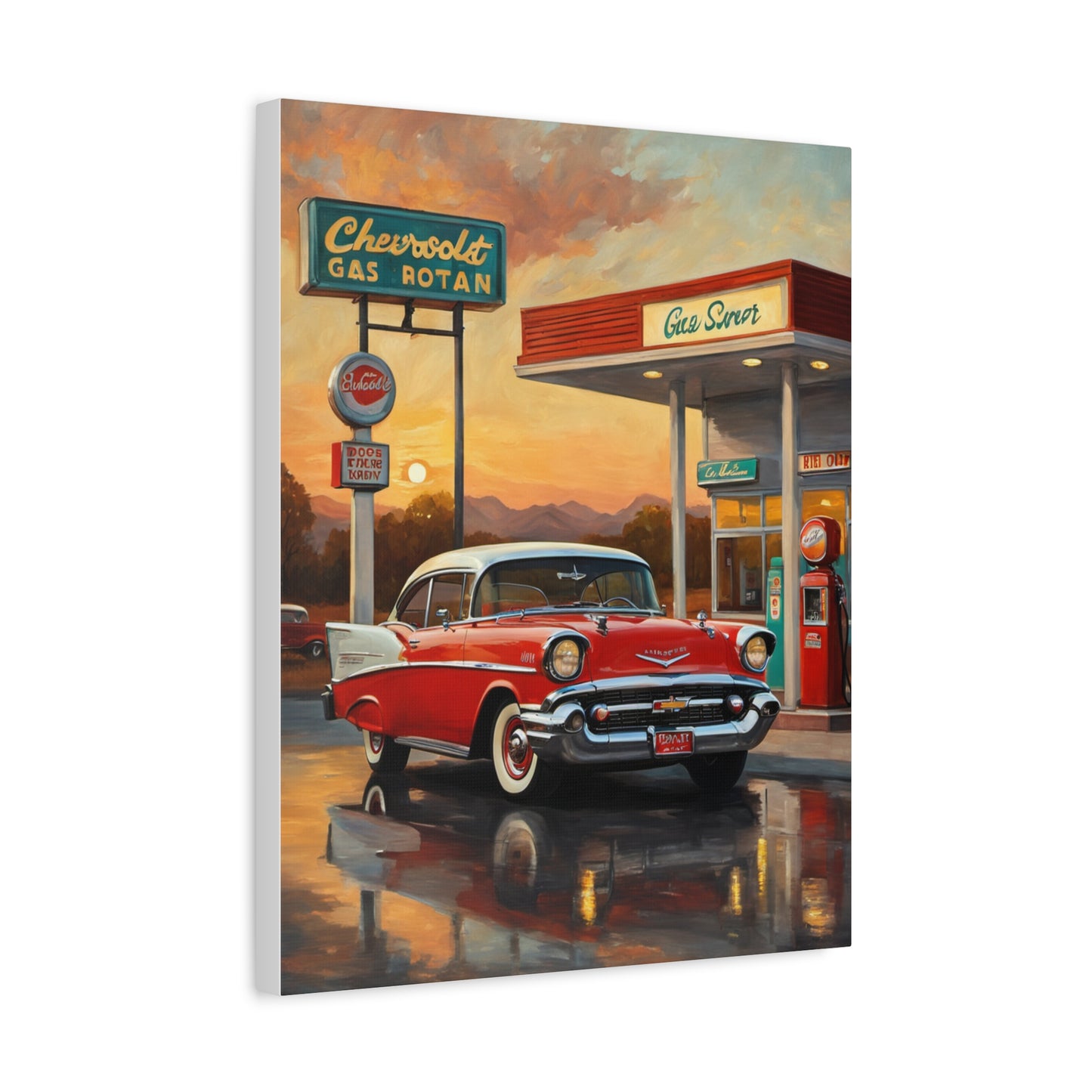Vintage Car Canvas Wall Art, Retro Automotive Décor, Classic Chevrolet Poster, Gift for Car Lovers, Nostalgic Home Decoration