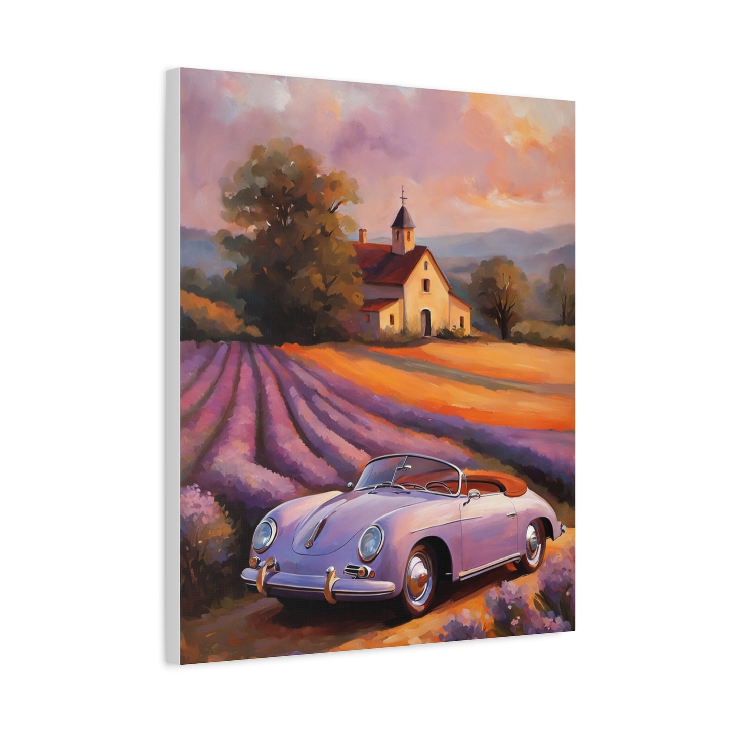 Vintage Car Canvas Wall Art, Rustic Home Decor, Lavender Field Print, Car Lover Gift, Art for Living Room, Classic Car Artwork