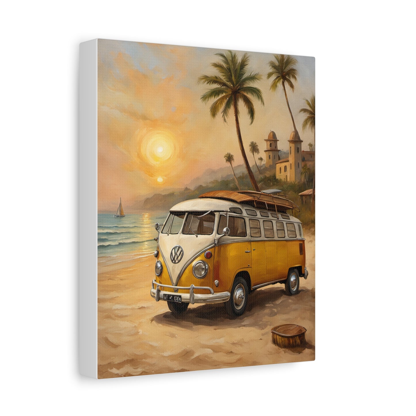 Beach Vibes Canvas Print, Summer Decor, VW Bus Art, Coastal Wall Art, Boho Home Decor, Travel-Inspired Gift