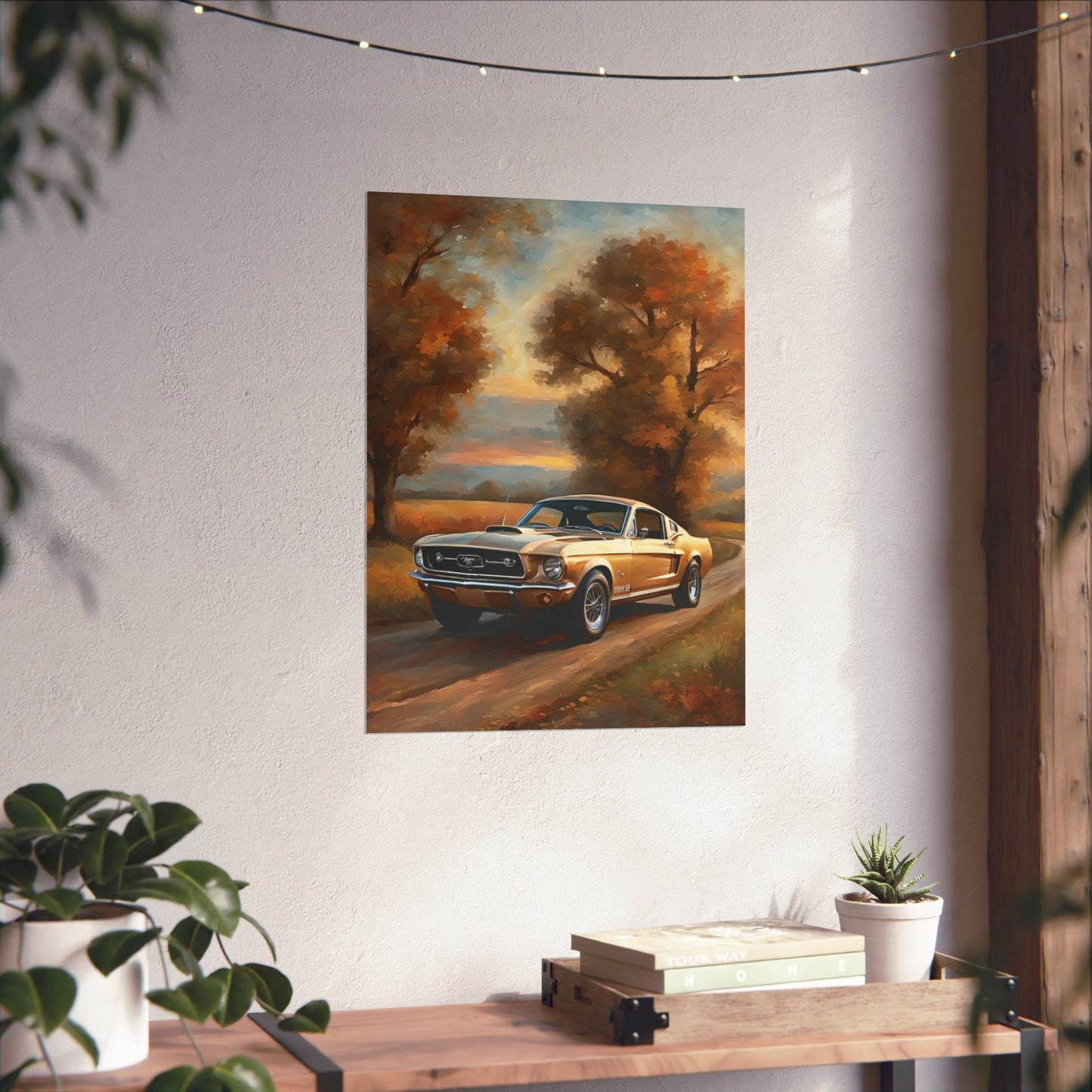 Vintage Countryside Muscle Car Art Print – 18x24 in Poster