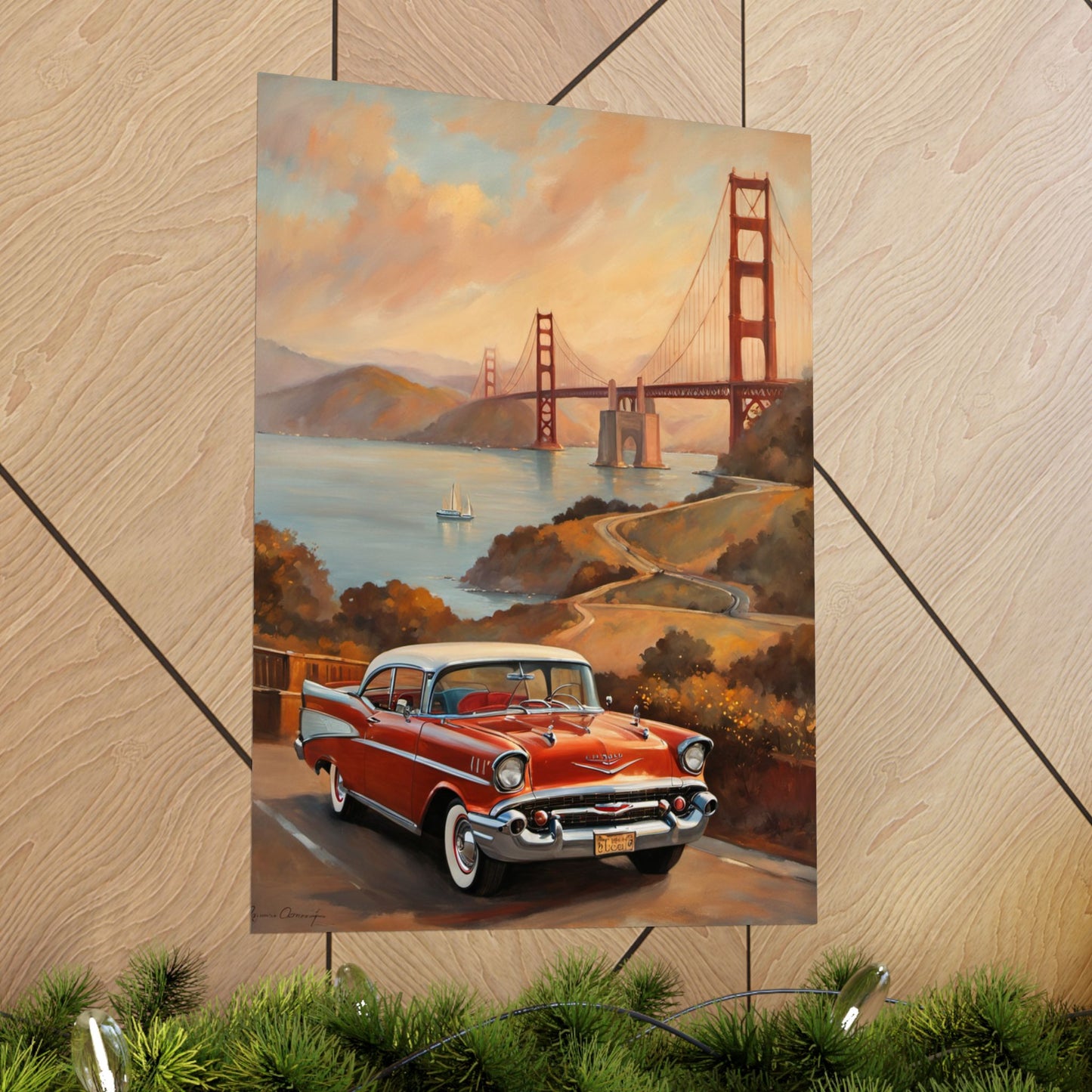 Vintage Car Poster, Nostalgic Wall Art, Home Decor, Great for Car Lovers, Gift for Retro Enthusiasts