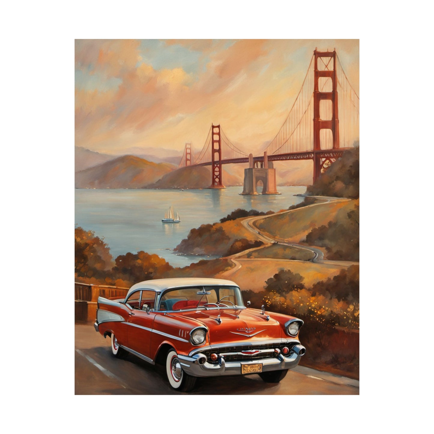 Vintage Car Poster, Nostalgic Wall Art, Home Decor, Great for Car Lovers, Gift for Retro Enthusiasts