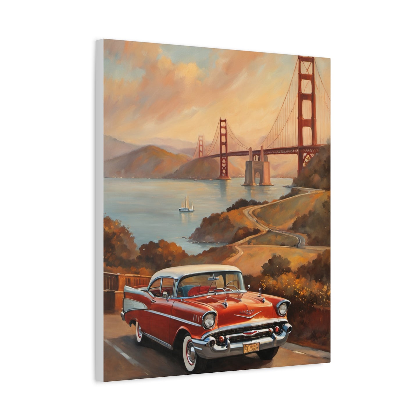 Vintage Car Wall Art Print, Retro Canvas for Home Decor, Classic Cars Art, Gift for Car Lovers, Nostalgic Travel Decor