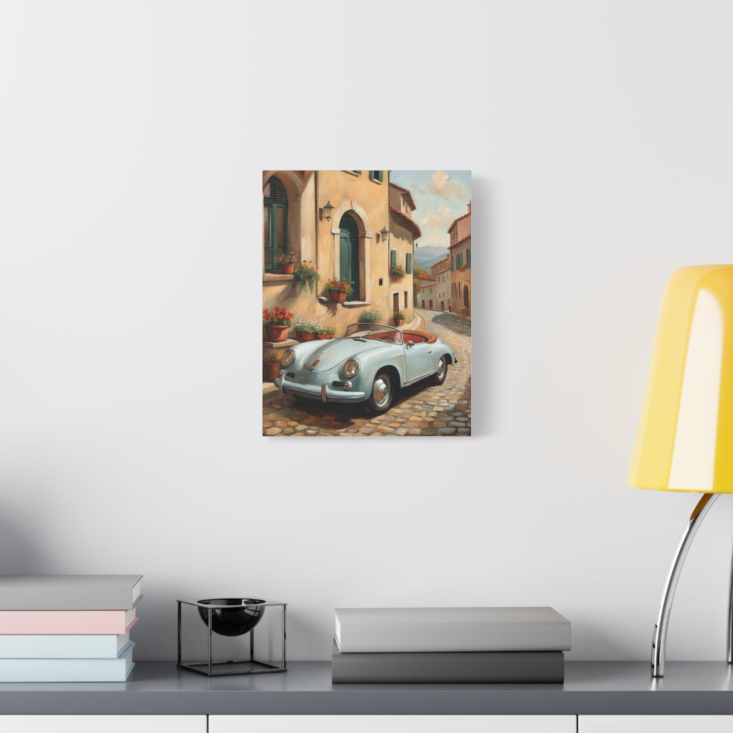 Vintage Car Canvas Print, Classic Car Wall Art, Retro Home Decor, Car Lover Gift, Italian Street Scene Art