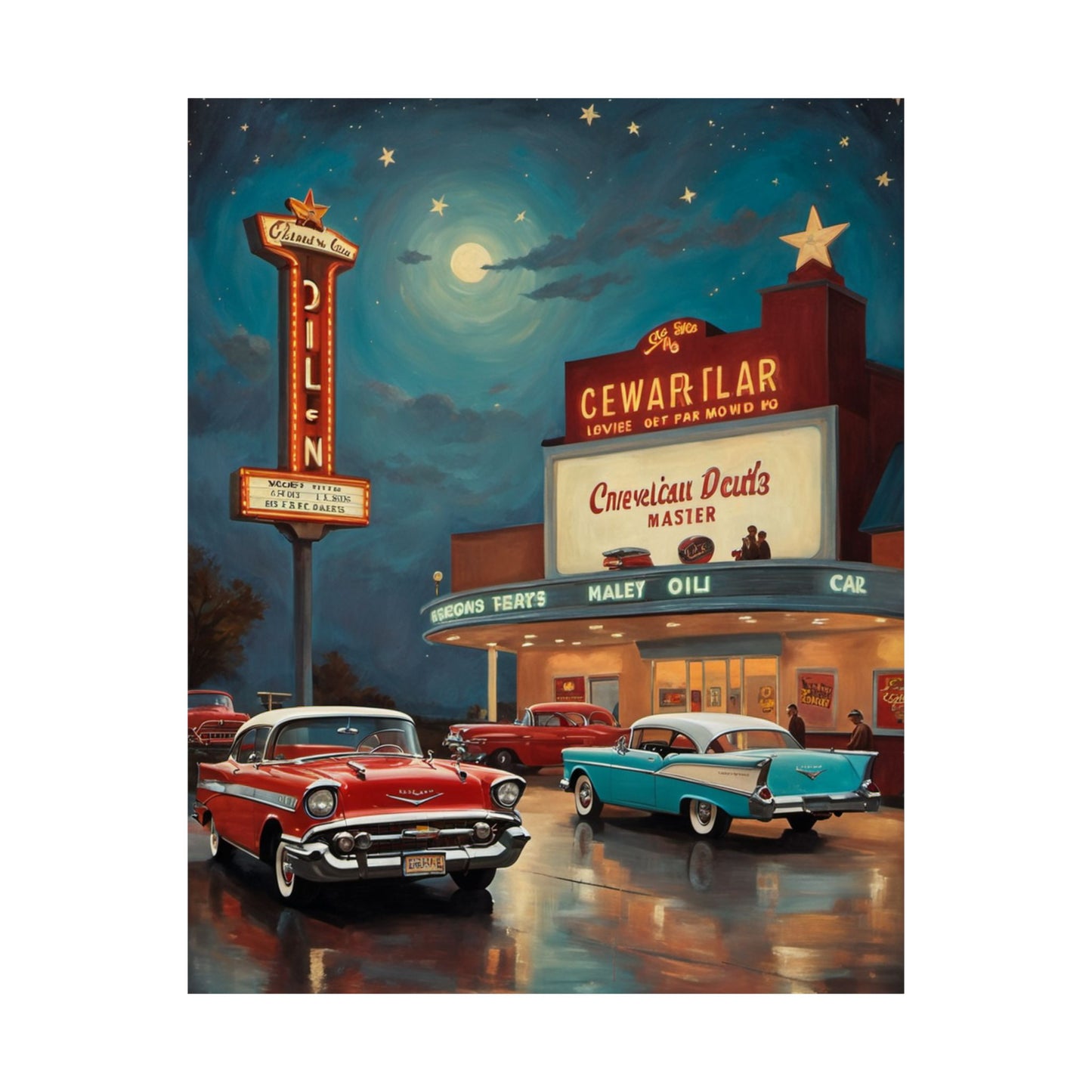 Vintage Car Art Poster, Matte Vertical Wall Art, Retro Decor for Living Room, Gift for Car Lovers & Enthusiasts