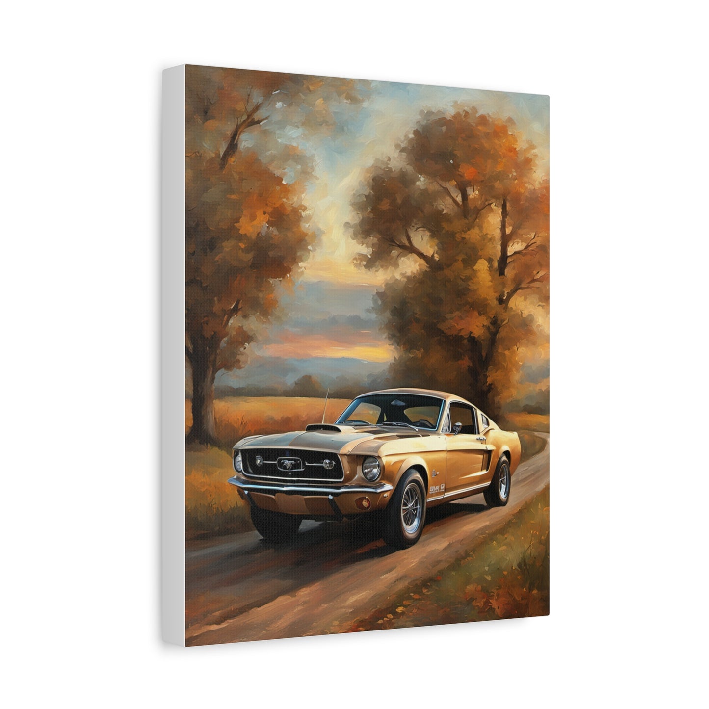 Vintage Countryside Muscle Car Art Print – 18x24 in Canvas