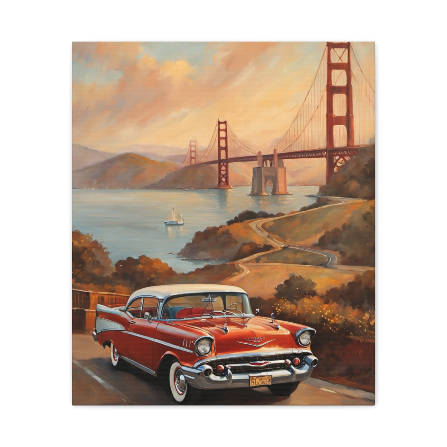 Vintage Car Wall Art Print, Retro Canvas for Home Decor, Classic Cars Art, Gift for Car Lovers, Nostalgic Travel Decor