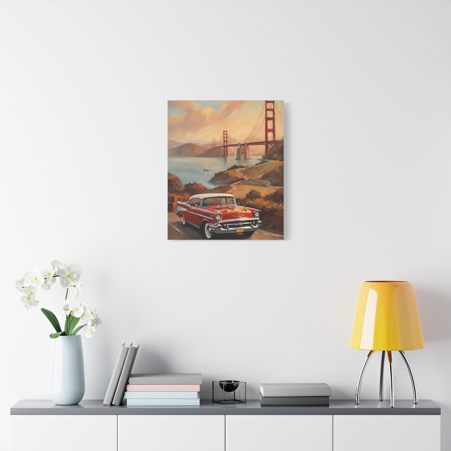Vintage Car Wall Art Print, Retro Canvas for Home Decor, Classic Cars Art, Gift for Car Lovers, Nostalgic Travel Decor
