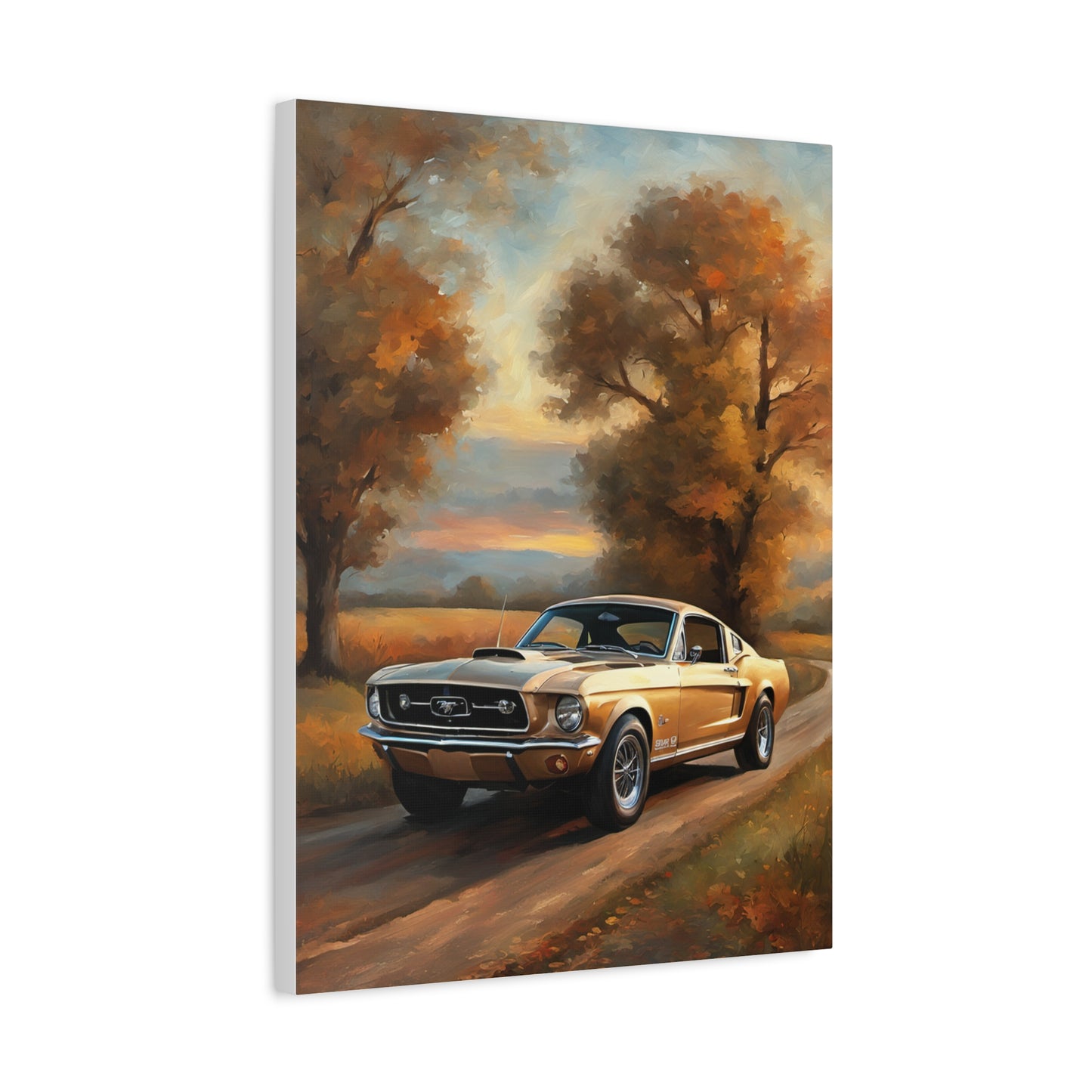 Vintage Countryside Muscle Car Art Print – 18x24 in Canvas