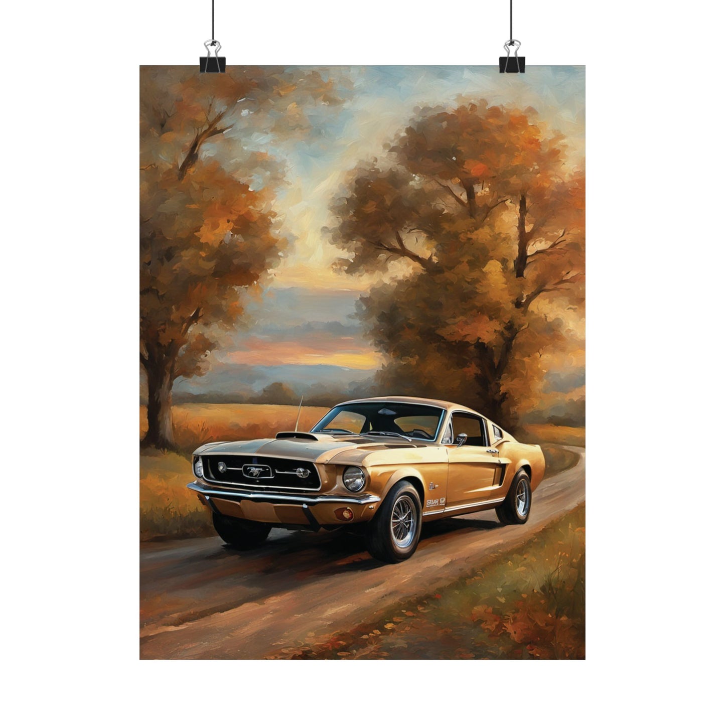 Vintage Countryside Muscle Car Art Print – 18x24 in Poster