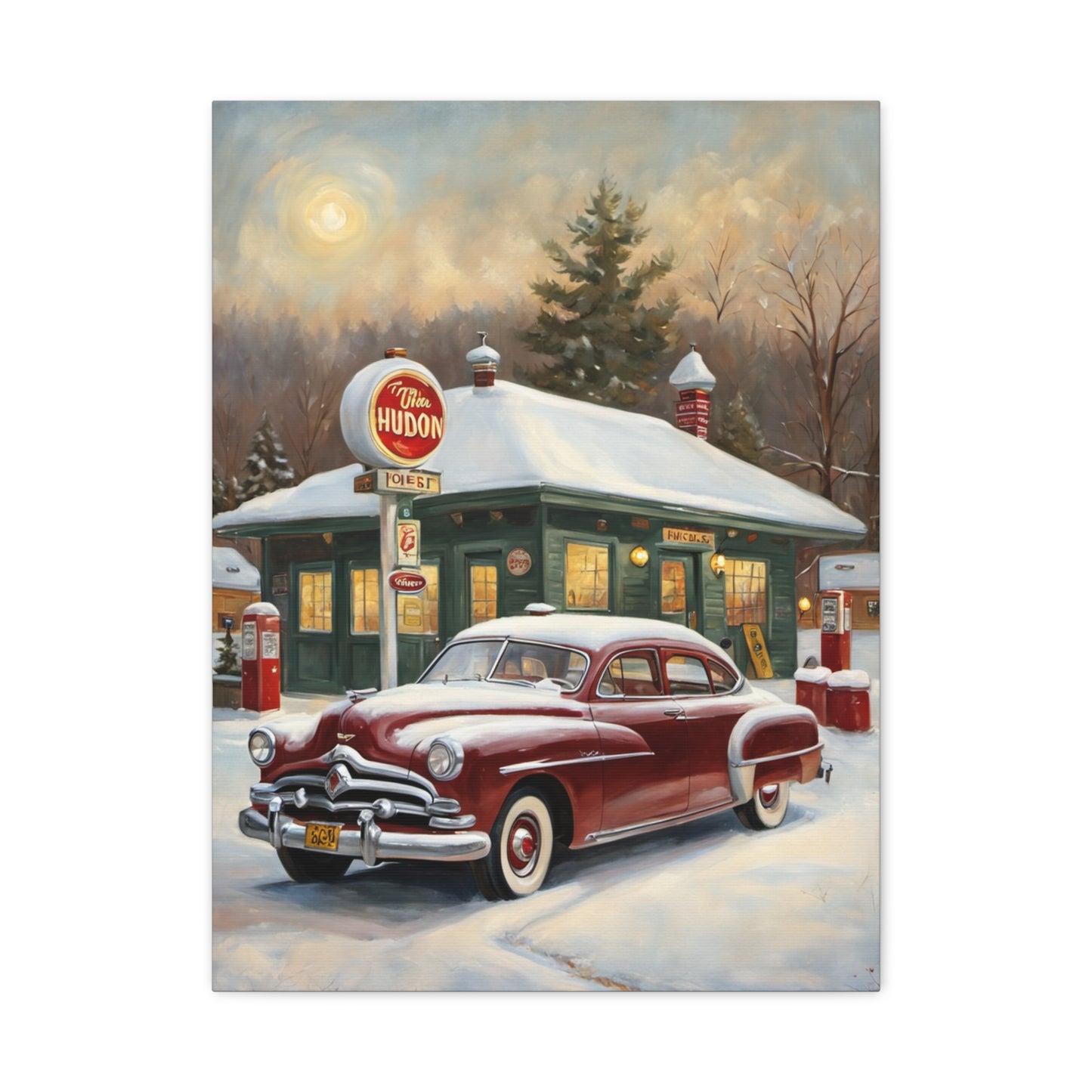 Vintage Winter Scene Canvas Print