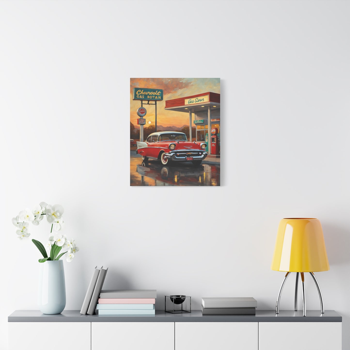 Vintage Car Canvas Wall Art, Retro Automotive Décor, Classic Chevrolet Poster, Gift for Car Lovers, Nostalgic Home Decoration