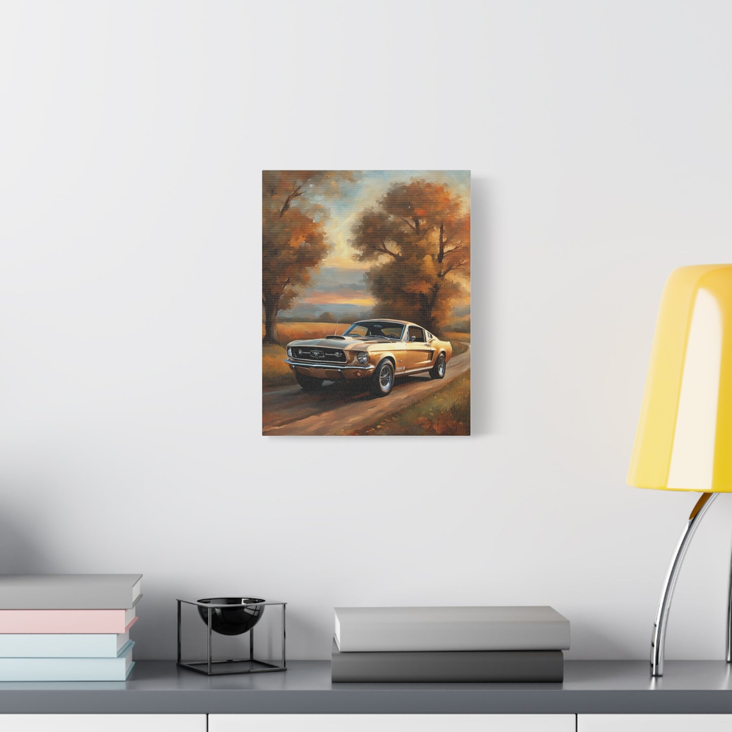 Vintage Countryside Muscle Car Art Print – 18x24 in Canvas