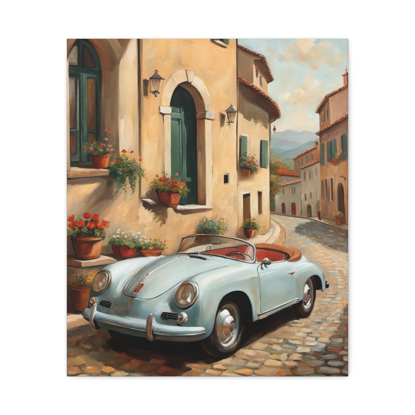 Vintage Car Canvas Print, Classic Car Wall Art, Retro Home Decor, Car Lover Gift, Italian Street Scene Art