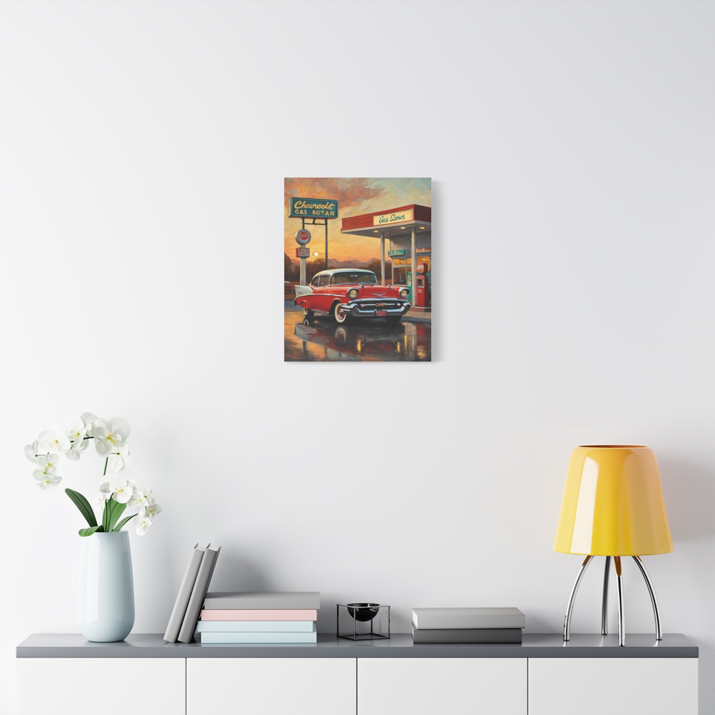 Vintage Car Canvas Wall Art, Retro Automotive Décor, Classic Chevrolet Poster, Gift for Car Lovers, Nostalgic Home Decoration