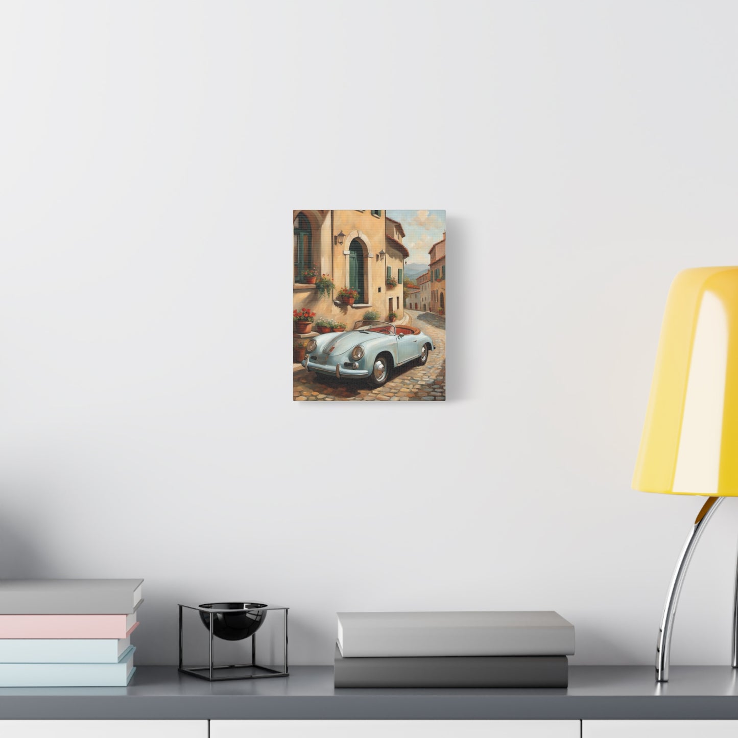 Vintage Car Canvas Print, Classic Car Wall Art, Retro Home Decor, Car Lover Gift, Italian Street Scene Art