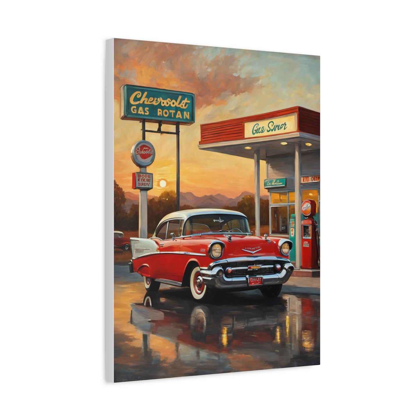 Vintage Car Canvas Wall Art, Retro Automotive Décor, Classic Chevrolet Poster, Gift for Car Lovers, Nostalgic Home Decoration