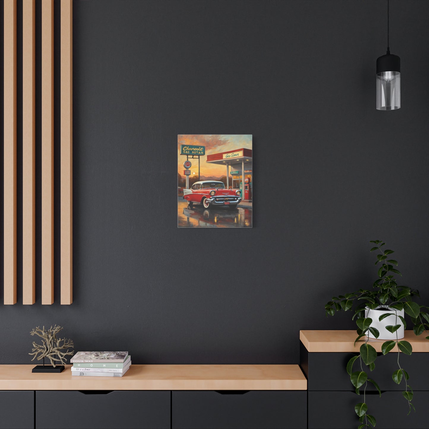 Vintage Car Canvas Wall Art, Retro Automotive Décor, Classic Chevrolet Poster, Gift for Car Lovers, Nostalgic Home Decoration