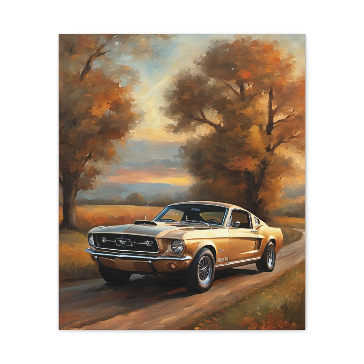 Vintage Countryside Muscle Car Art Print – 18x24 in Canvas