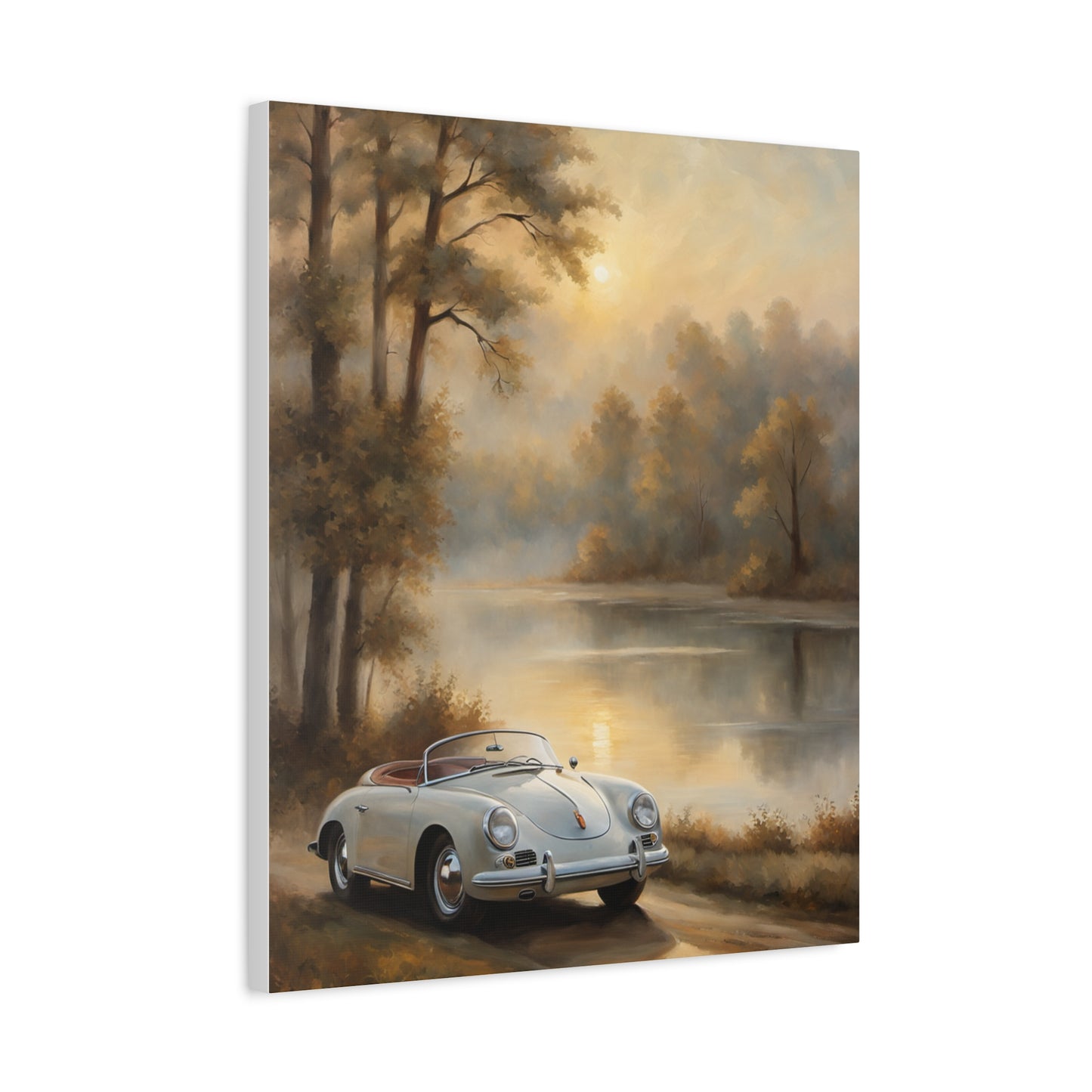 Vintage Car Landscape Art Print, Wall Decor, Home Aesthetic, Nature Artwork, Gift for Car Lovers, Vintage Automotive Decor