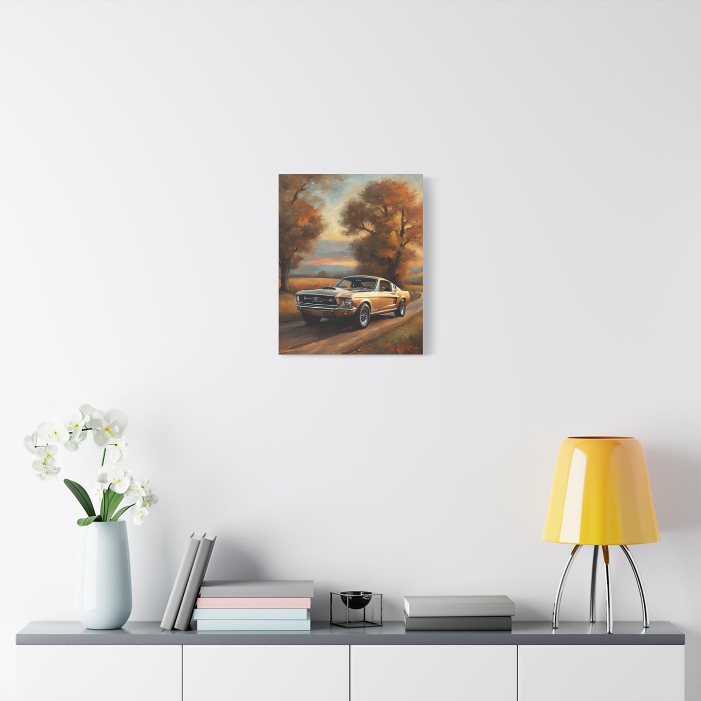Vintage Countryside Muscle Car Art Print – 18x24 in Canvas