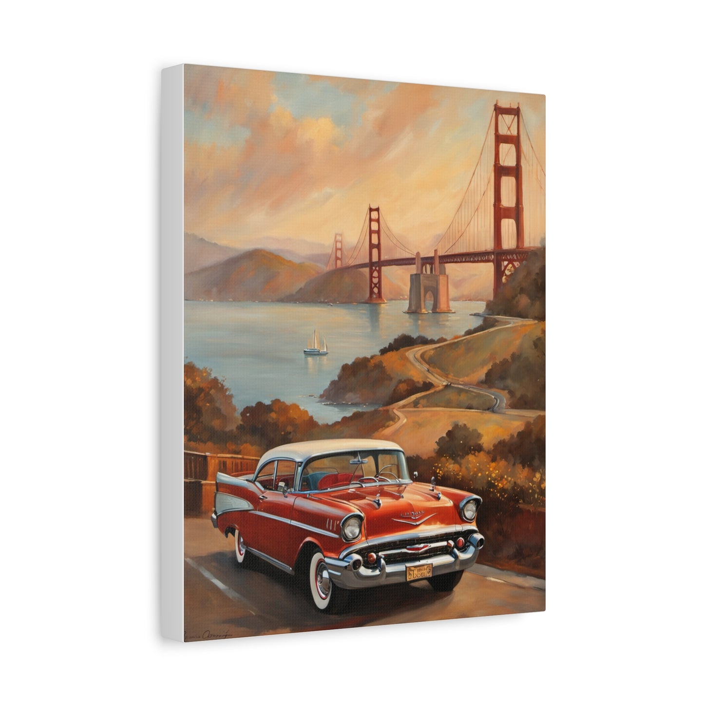 Vintage Car Wall Art Print, Retro Canvas for Home Decor, Classic Cars Art, Gift for Car Lovers, Nostalgic Travel Decor