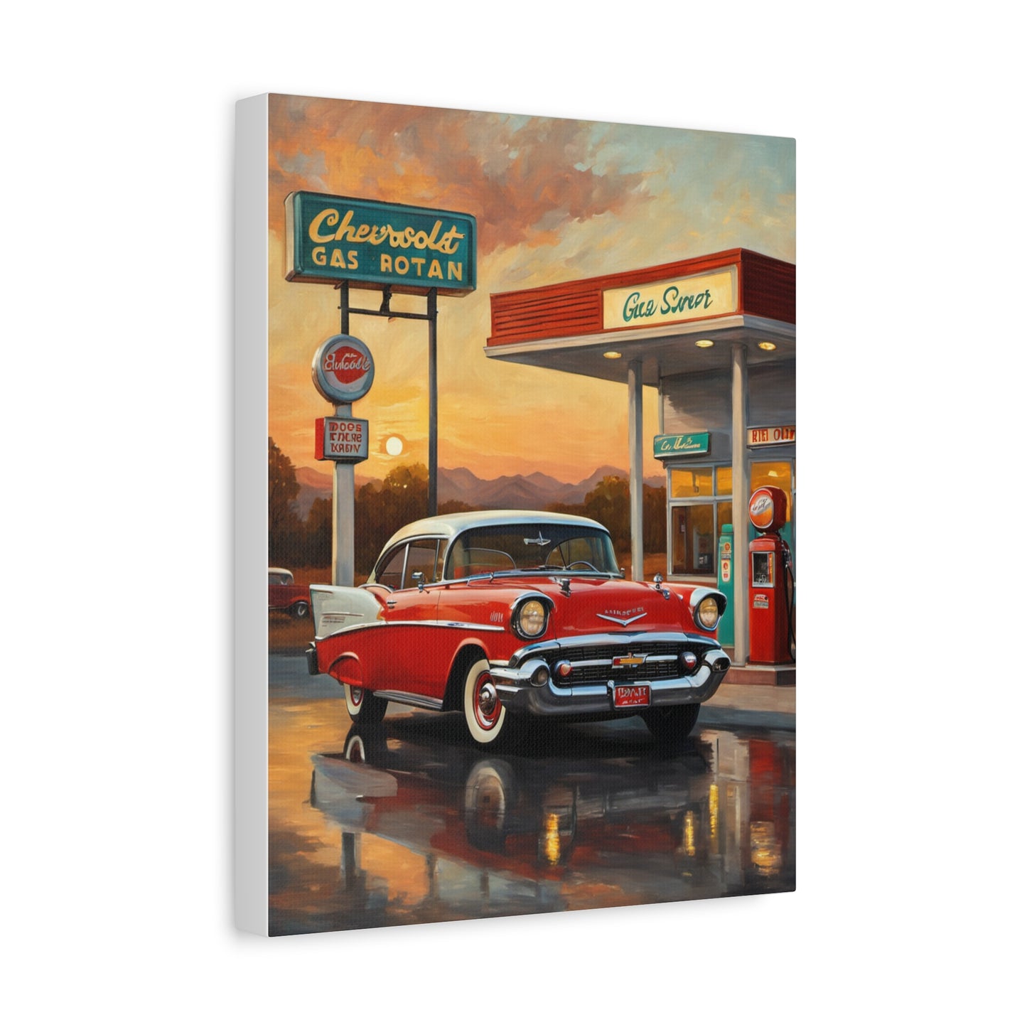 Vintage Car Canvas Wall Art, Retro Automotive Décor, Classic Chevrolet Poster, Gift for Car Lovers, Nostalgic Home Decoration