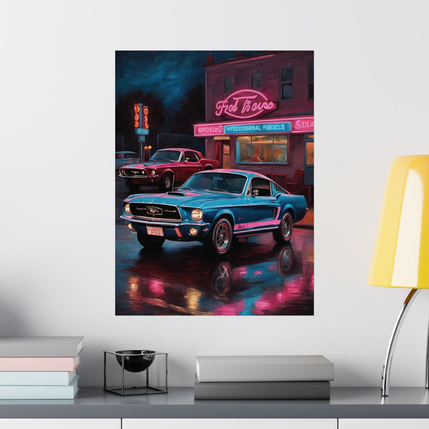 Retro Car Art Print, Vintage Poster for Garage Decor, Classic Muscle Car Wall Art, Gift for Car Enthusiasts, Automotive Home Decor
