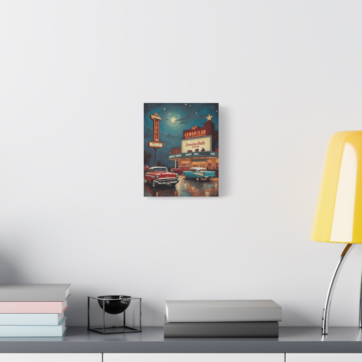 Retro Movie Theater Canvas Print, Vintage Art, Home Decor, Wall Art, Nostalgic Gift, Cinema Decor, Gift for Car Lovers