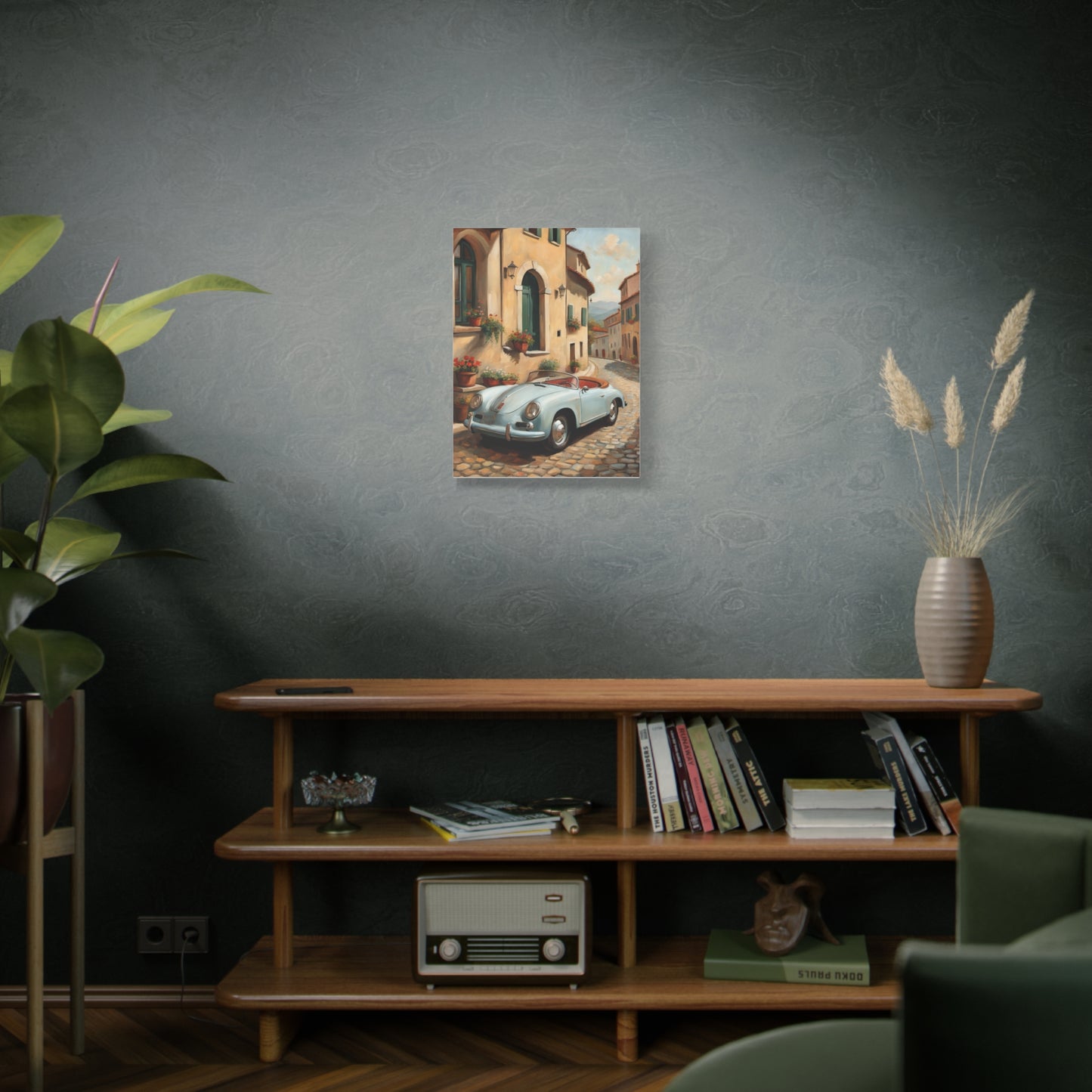 Vintage Car Canvas Print, Classic Car Wall Art, Retro Home Decor, Car Lover Gift, Italian Street Scene Art