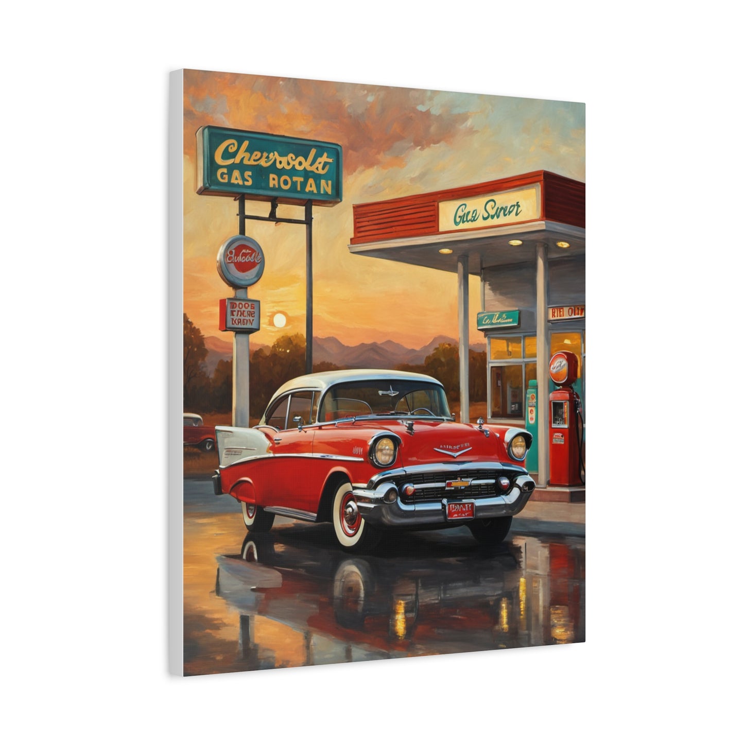 Vintage Car Canvas Wall Art, Retro Automotive Décor, Classic Chevrolet Poster, Gift for Car Lovers, Nostalgic Home Decoration