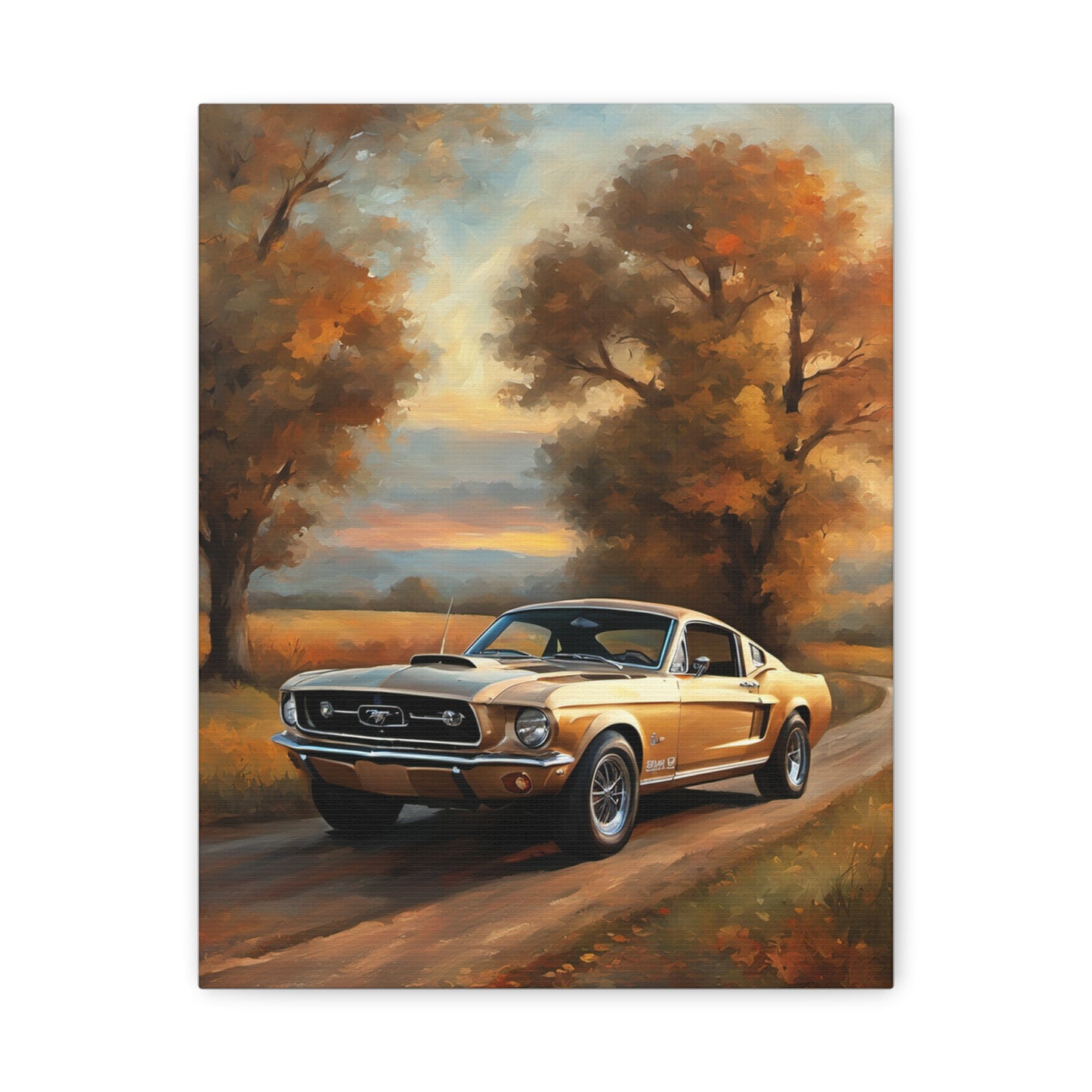 Vintage Countryside Muscle Car Art Print – 18x24 in Canvas