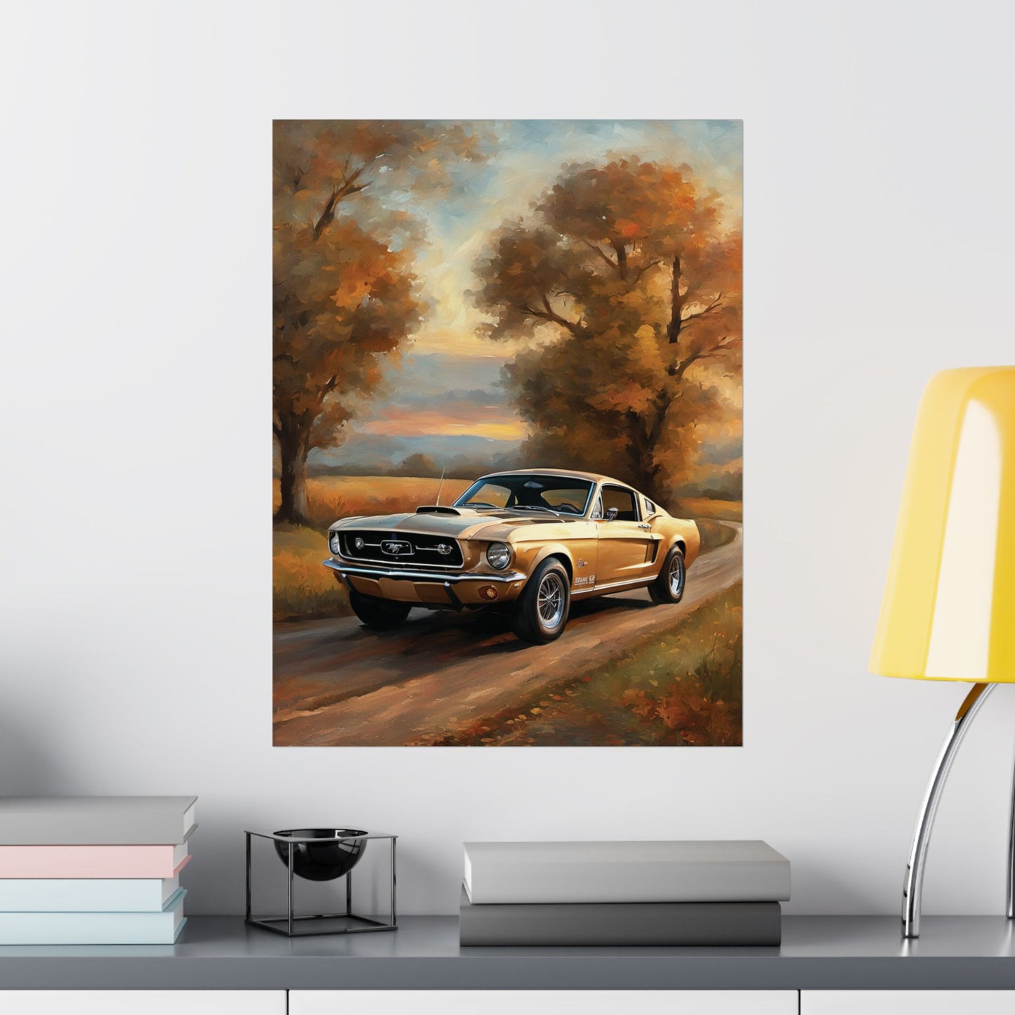 Vintage Countryside Muscle Car Art Print – 18x24 in Poster