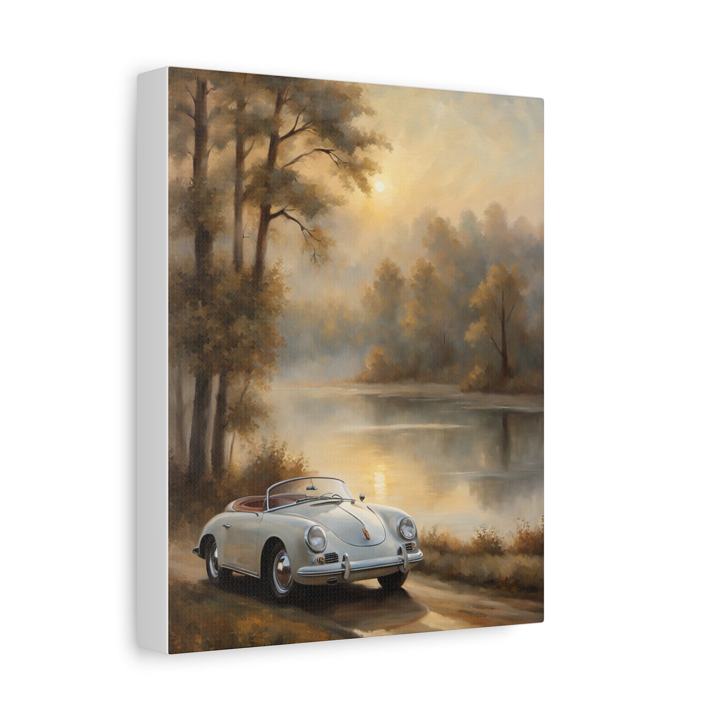 Vintage Car Landscape Art Print, Wall Decor, Home Aesthetic, Nature Artwork, Gift for Car Lovers, Vintage Automotive Decor