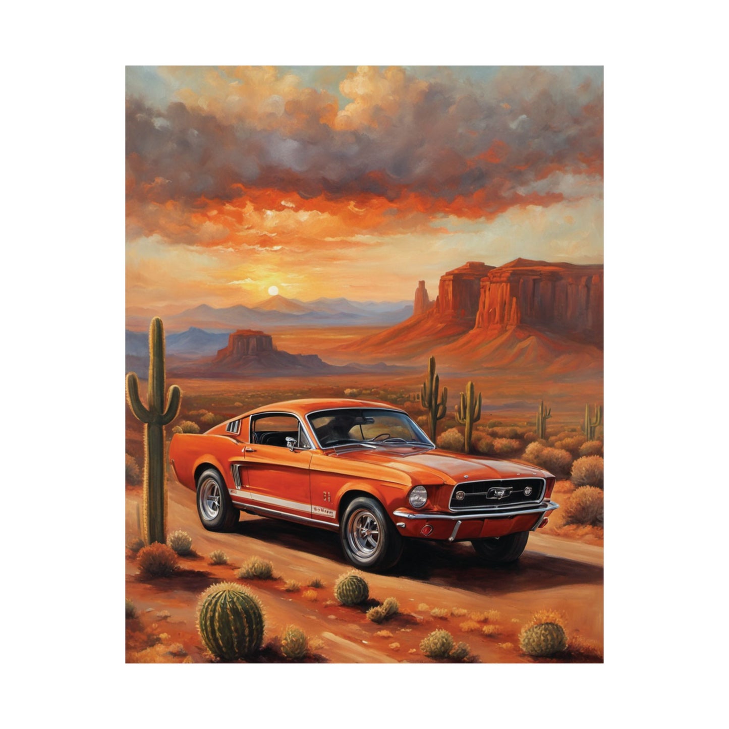 Vintage Desert Muscle Car Art Print – 18x24 in Poster