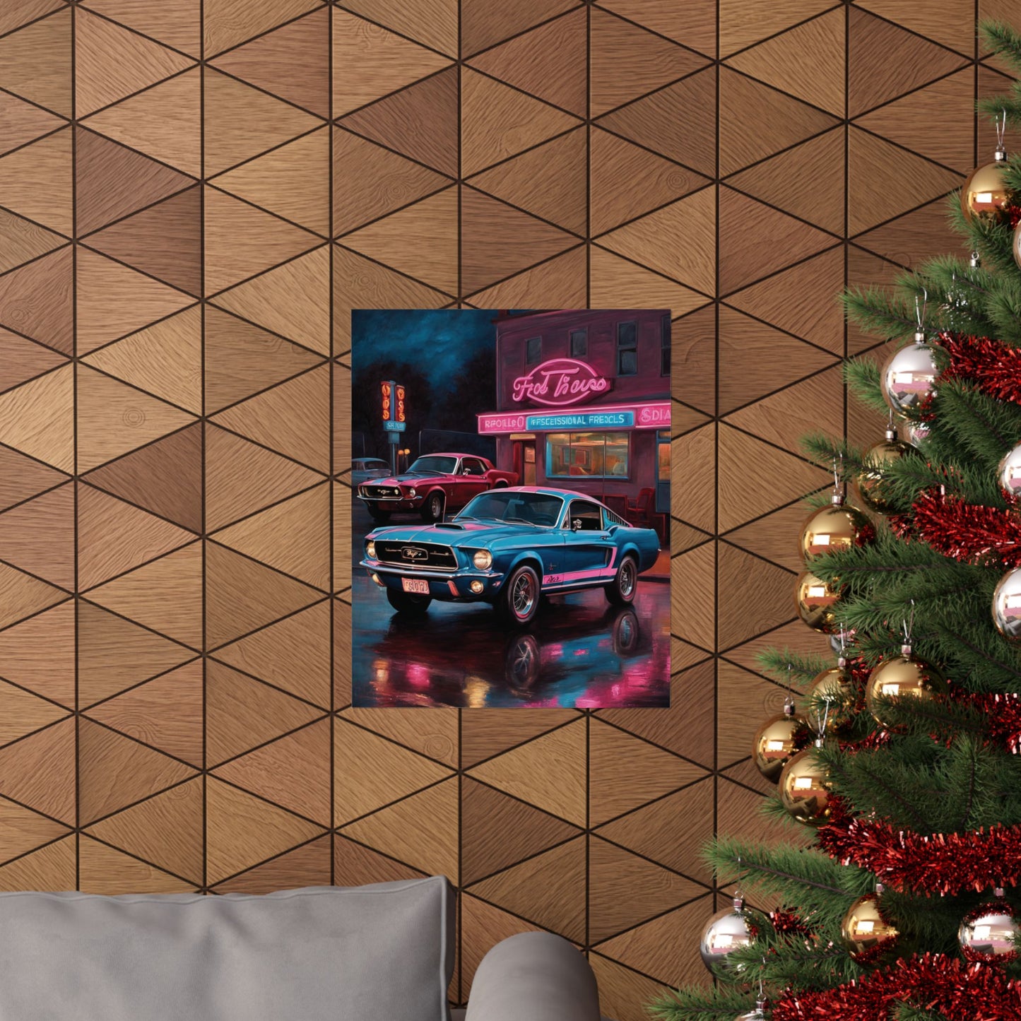 Retro Car Art Print, Vintage Poster for Garage Decor, Classic Muscle Car Wall Art, Gift for Car Enthusiasts, Automotive Home Decor