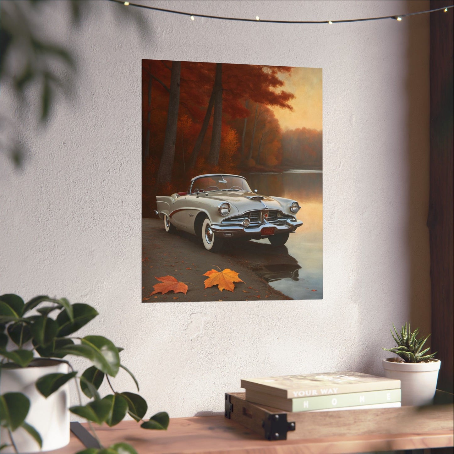 Vintage Car Autumn Matte Poster, Classic Car Art Print, Fall Decor, Retro Home Wall Art, Gift for Him, Car Lover Wall Decor
