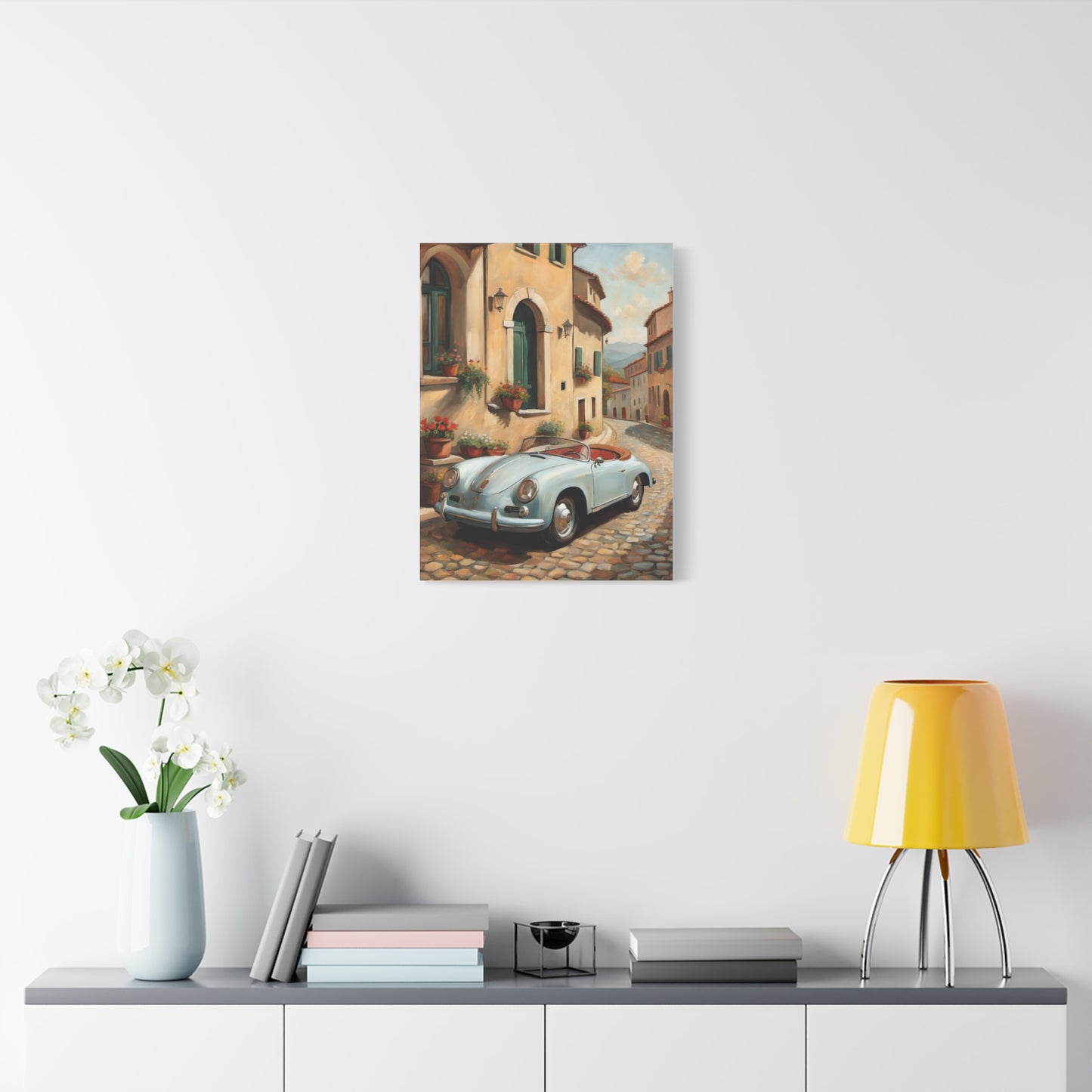 Vintage Car Canvas Print, Classic Car Wall Art, Retro Home Decor, Car Lover Gift, Italian Street Scene Art