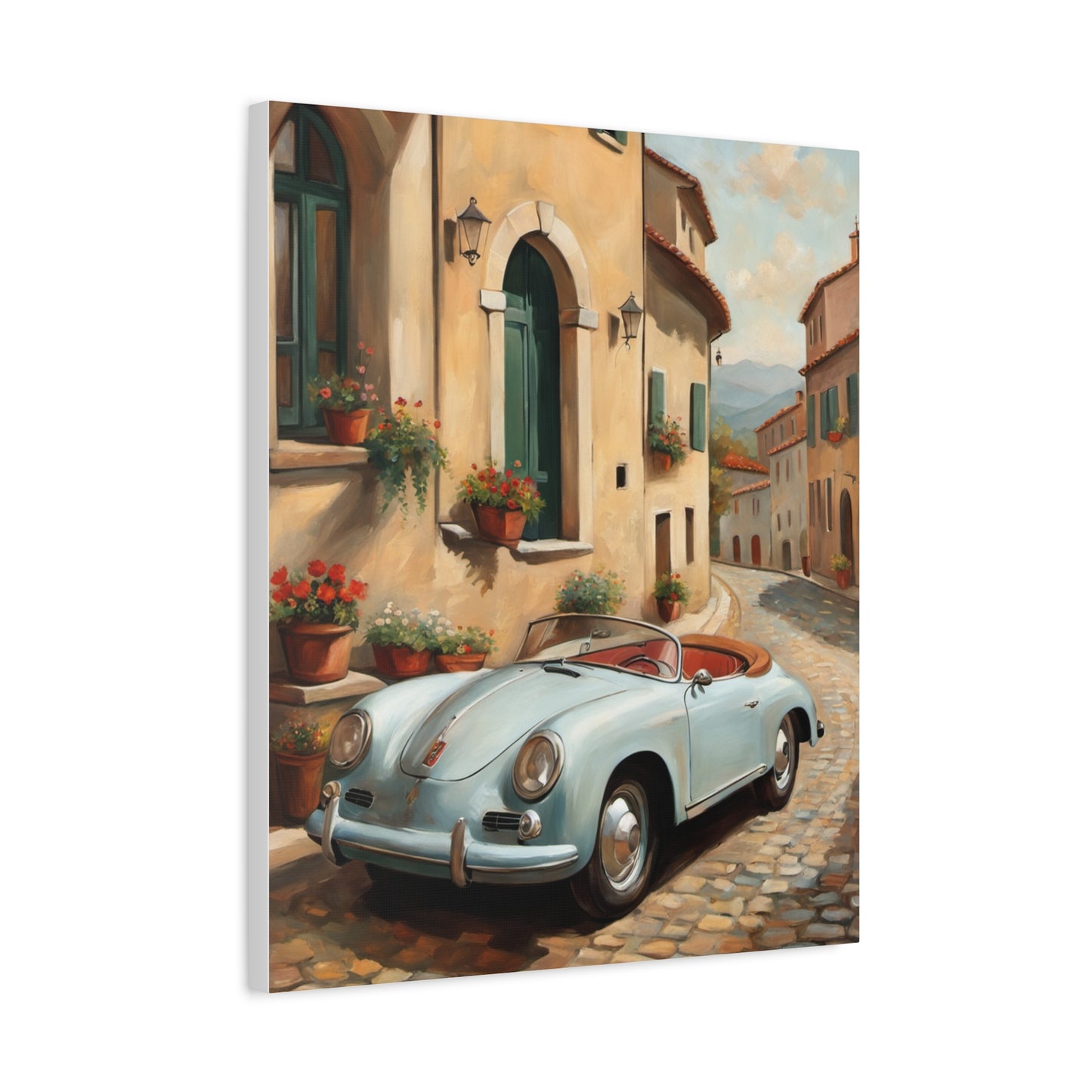 Vintage Car Canvas Print, Classic Car Wall Art, Retro Home Decor, Car Lover Gift, Italian Street Scene Art