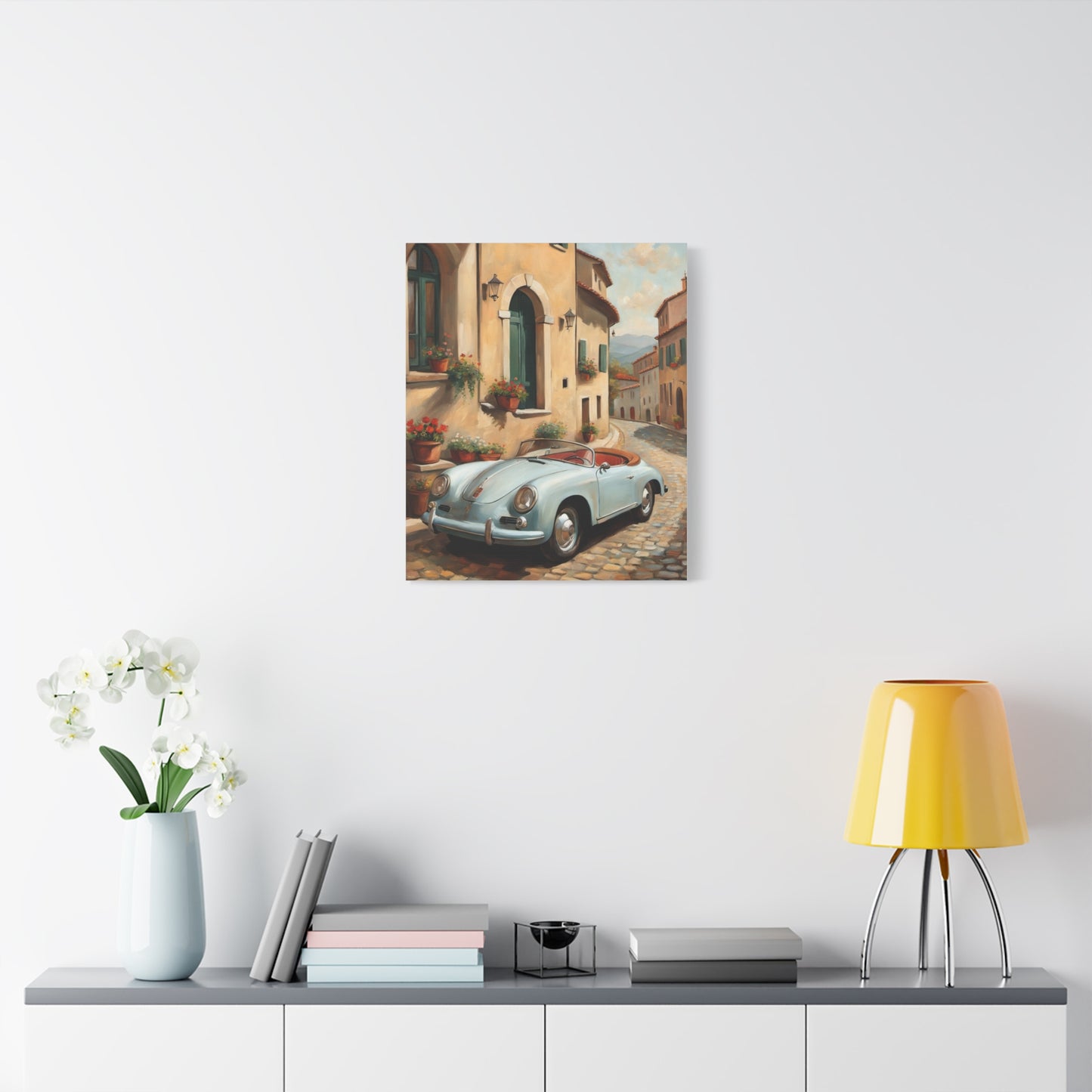 Vintage Car Canvas Print, Classic Car Wall Art, Retro Home Decor, Car Lover Gift, Italian Street Scene Art