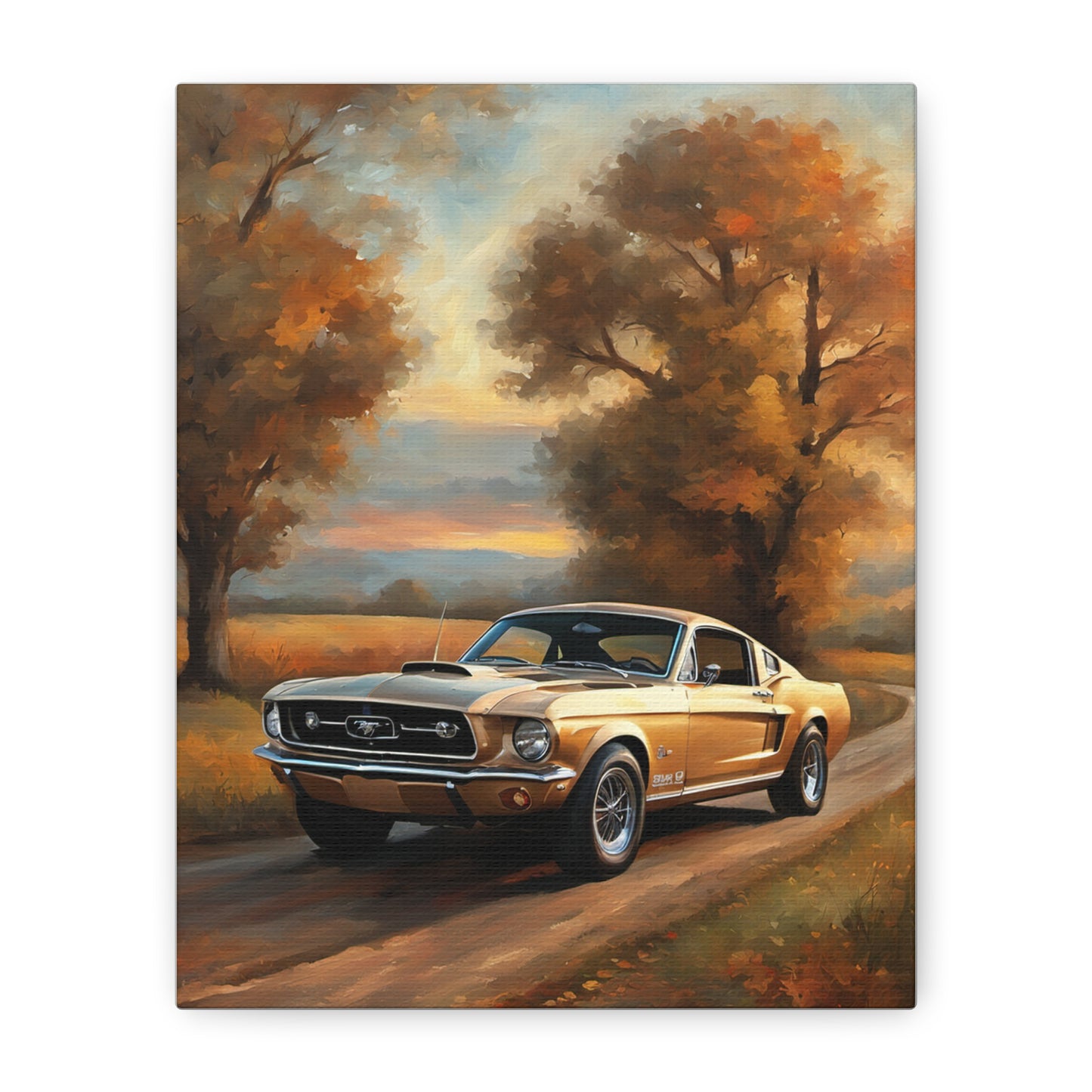 Vintage Countryside Muscle Car Art Print – 18x24 in Canvas