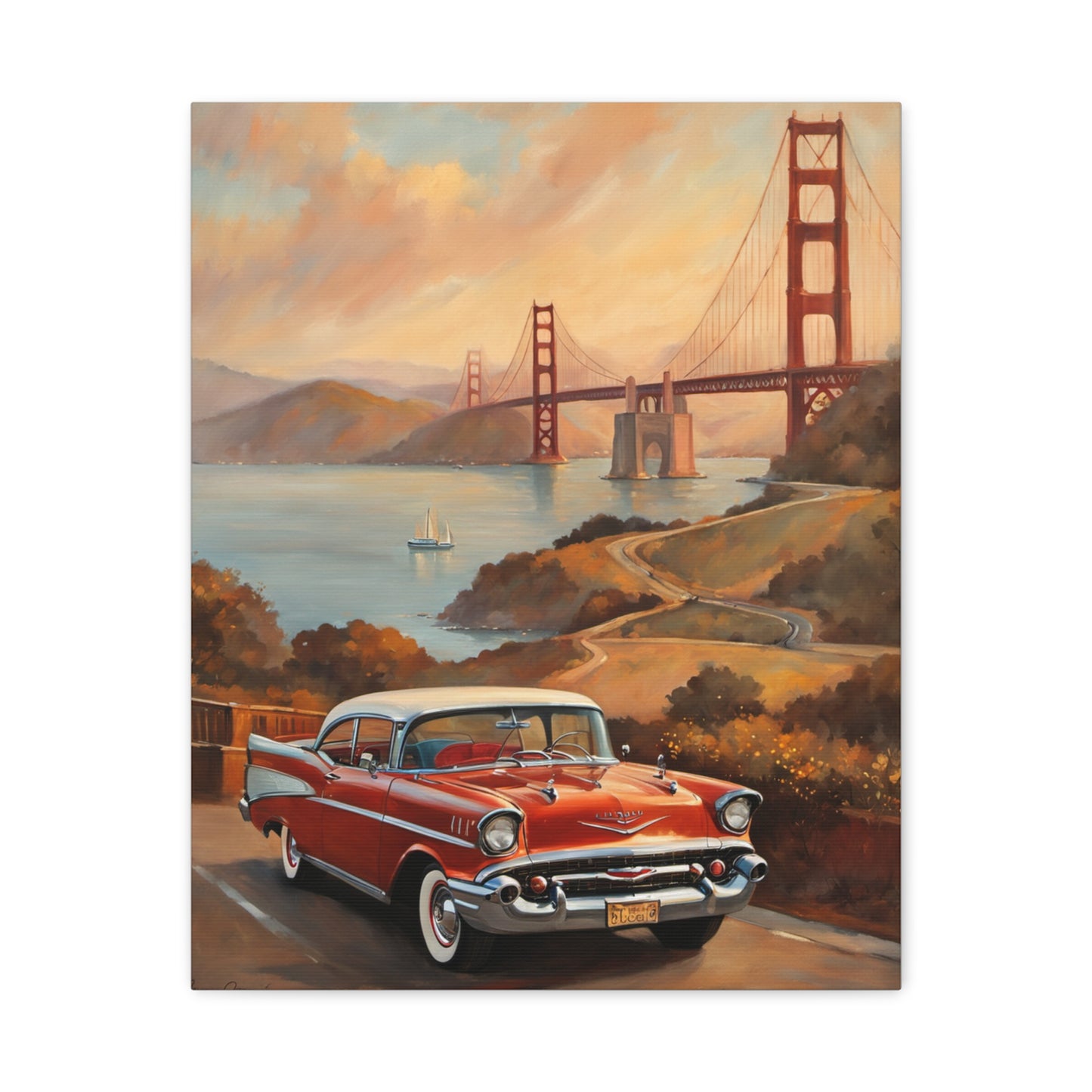 Vintage Car Wall Art Print, Retro Canvas for Home Decor, Classic Cars Art, Gift for Car Lovers, Nostalgic Travel Decor