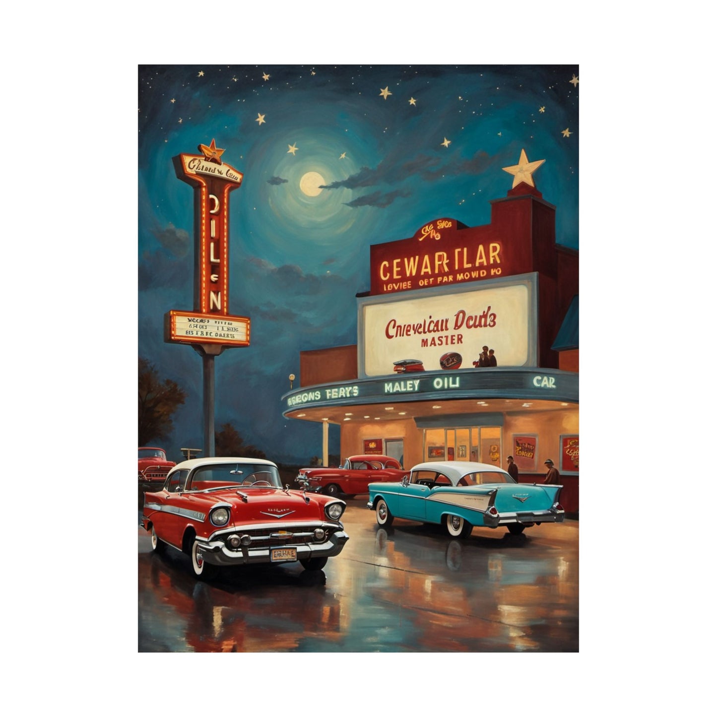 Vintage Car Art Poster, Matte Vertical Wall Art, Retro Decor for Living Room, Gift for Car Lovers & Enthusiasts