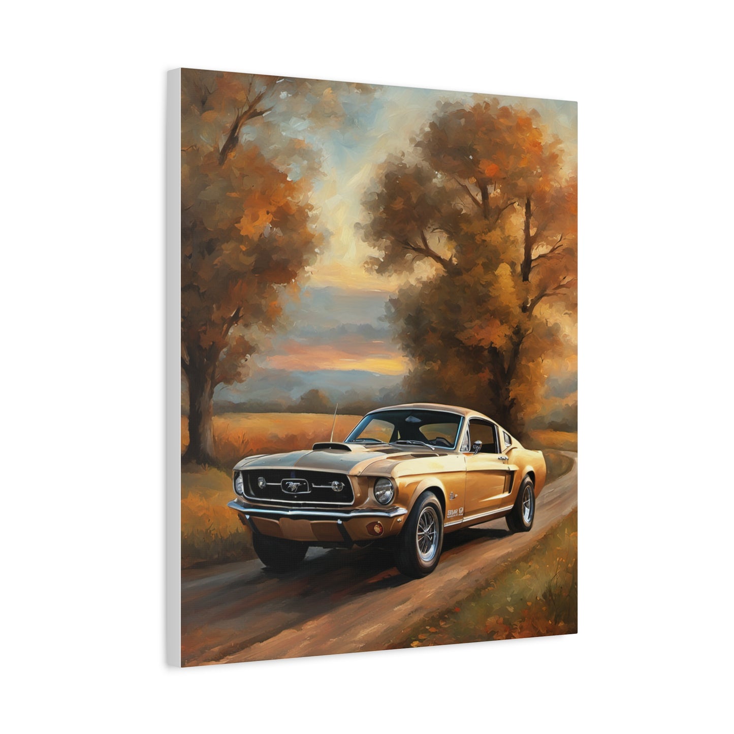 Vintage Countryside Muscle Car Art Print – 18x24 in Canvas