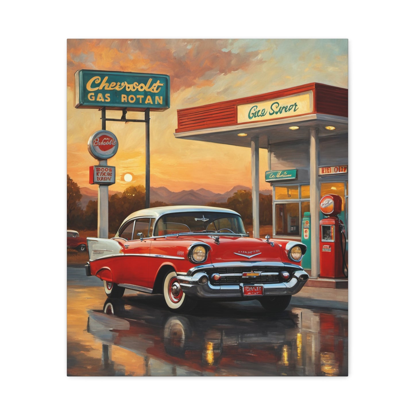 Vintage Car Canvas Wall Art, Retro Automotive Décor, Classic Chevrolet Poster, Gift for Car Lovers, Nostalgic Home Decoration