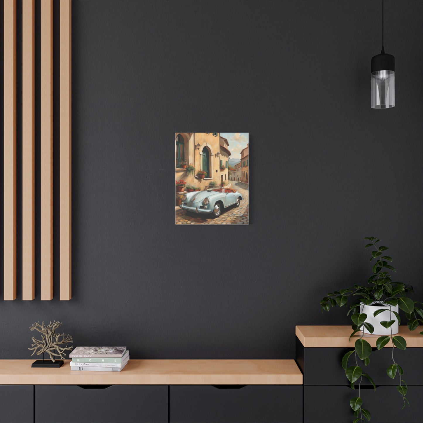 Vintage Car Canvas Print, Classic Car Wall Art, Retro Home Decor, Car Lover Gift, Italian Street Scene Art