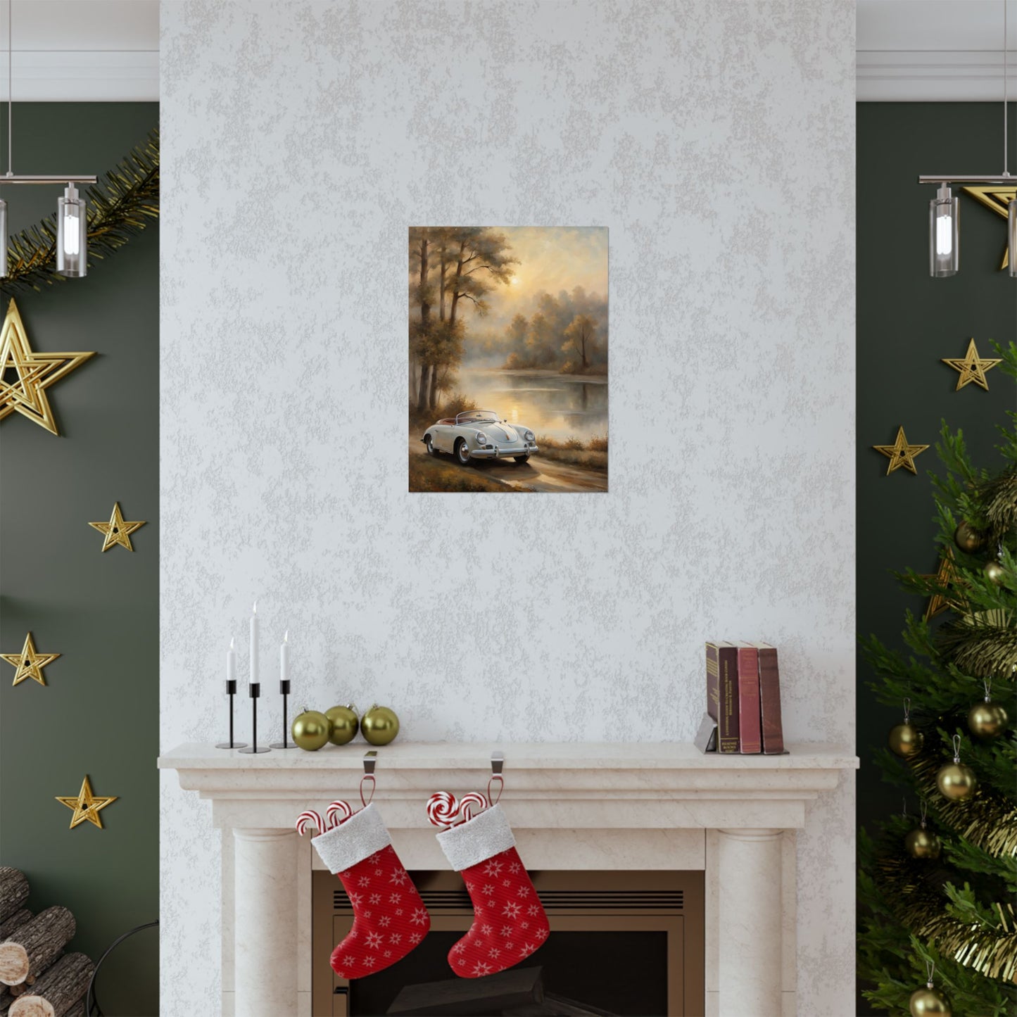 Vintage Car Landscape Poster | Matte Wall Art | Home Decor | Gift for Car Lovers, Automotive Art, Retro Wall Decor, Nature Inspired