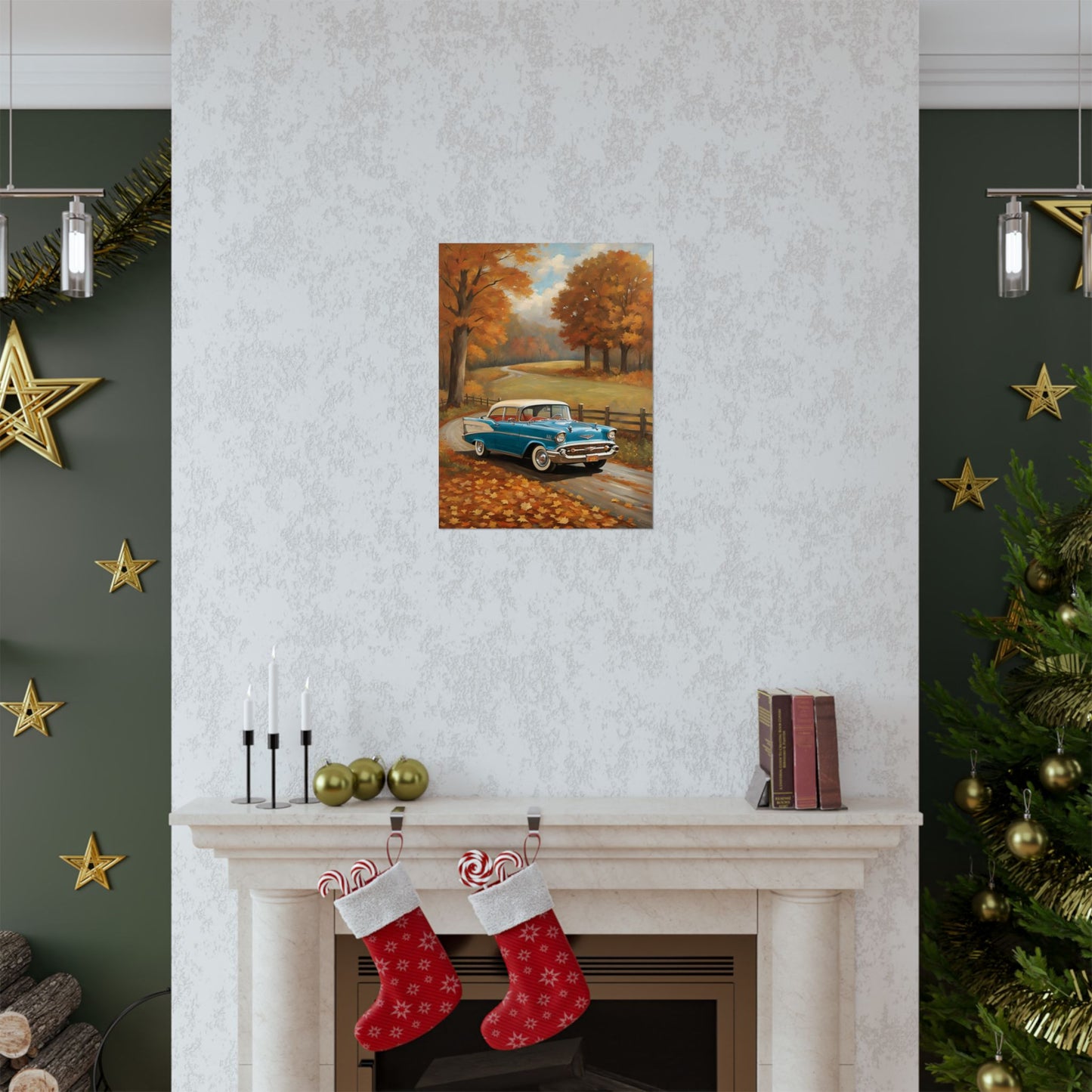Vintage Car Autumn Poster, Fall Decor, Retro Wall Art, Home Decoration, Gift for Car Enthusiasts, Reminiscent Artwork